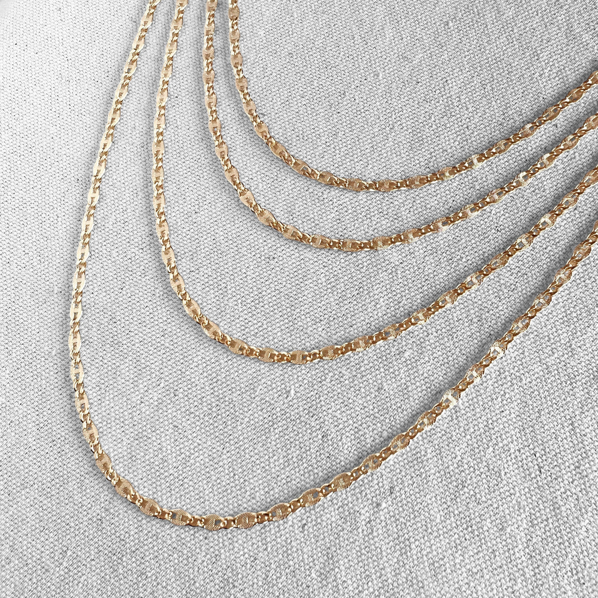 Diamond Cut Figaro Link Chain 4mm Necklace in 18K gold-filled, view 7