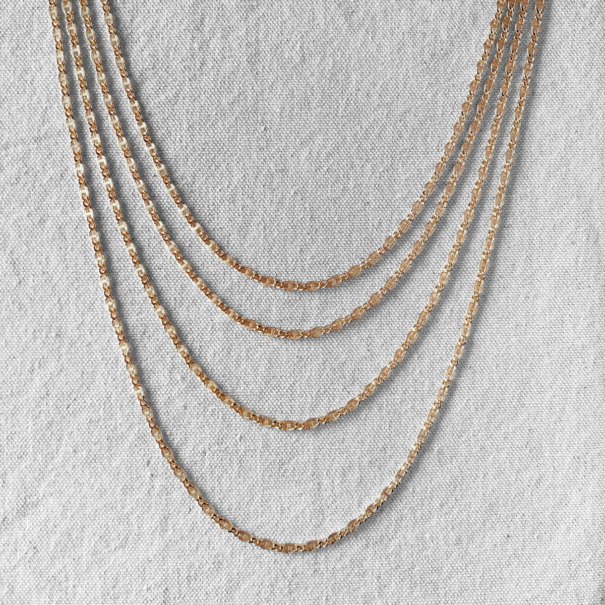 Diamond Cut Figaro Link Chain 4mm Necklace in 18K gold-filled, view 6