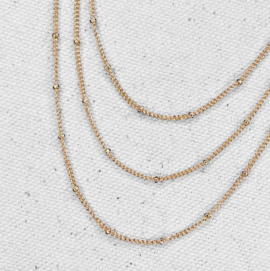 1mm Satellite Link Chain 18k Gold Filled Necklace