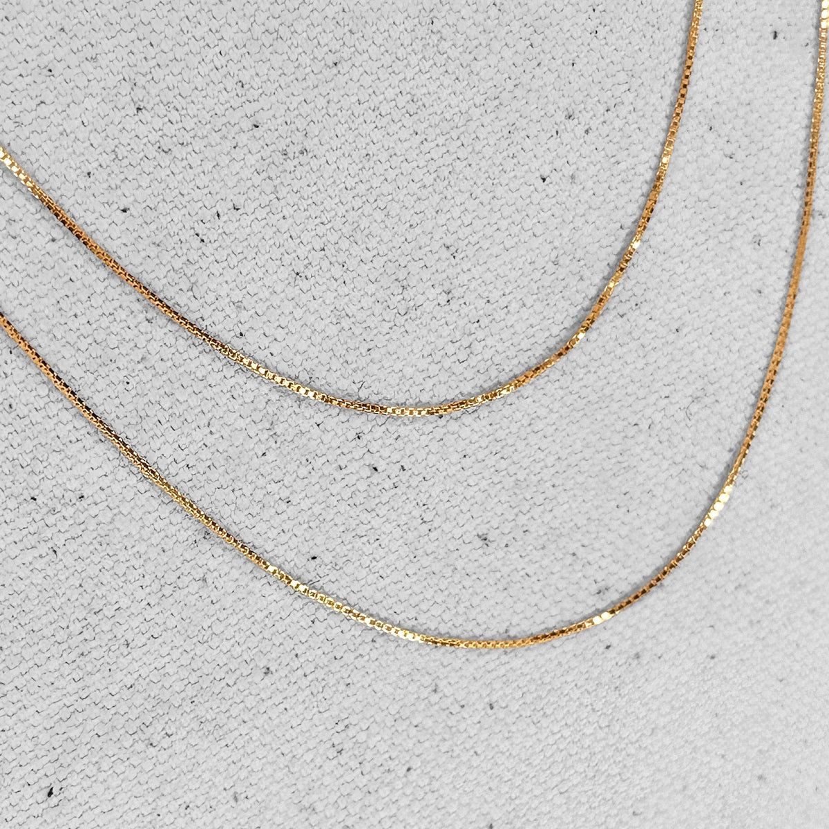 Diamond Cut Box Chain 0.5mm Necklace in 18K gold-filled, view 6