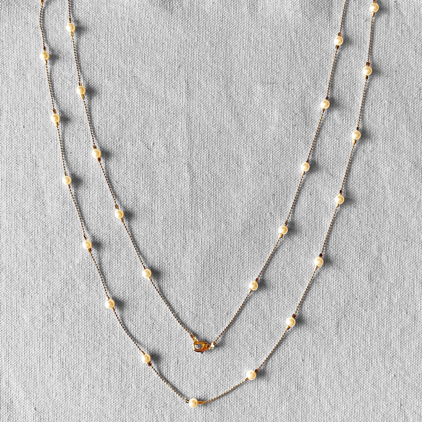Long Pearl 18k Gold Filled Necklace