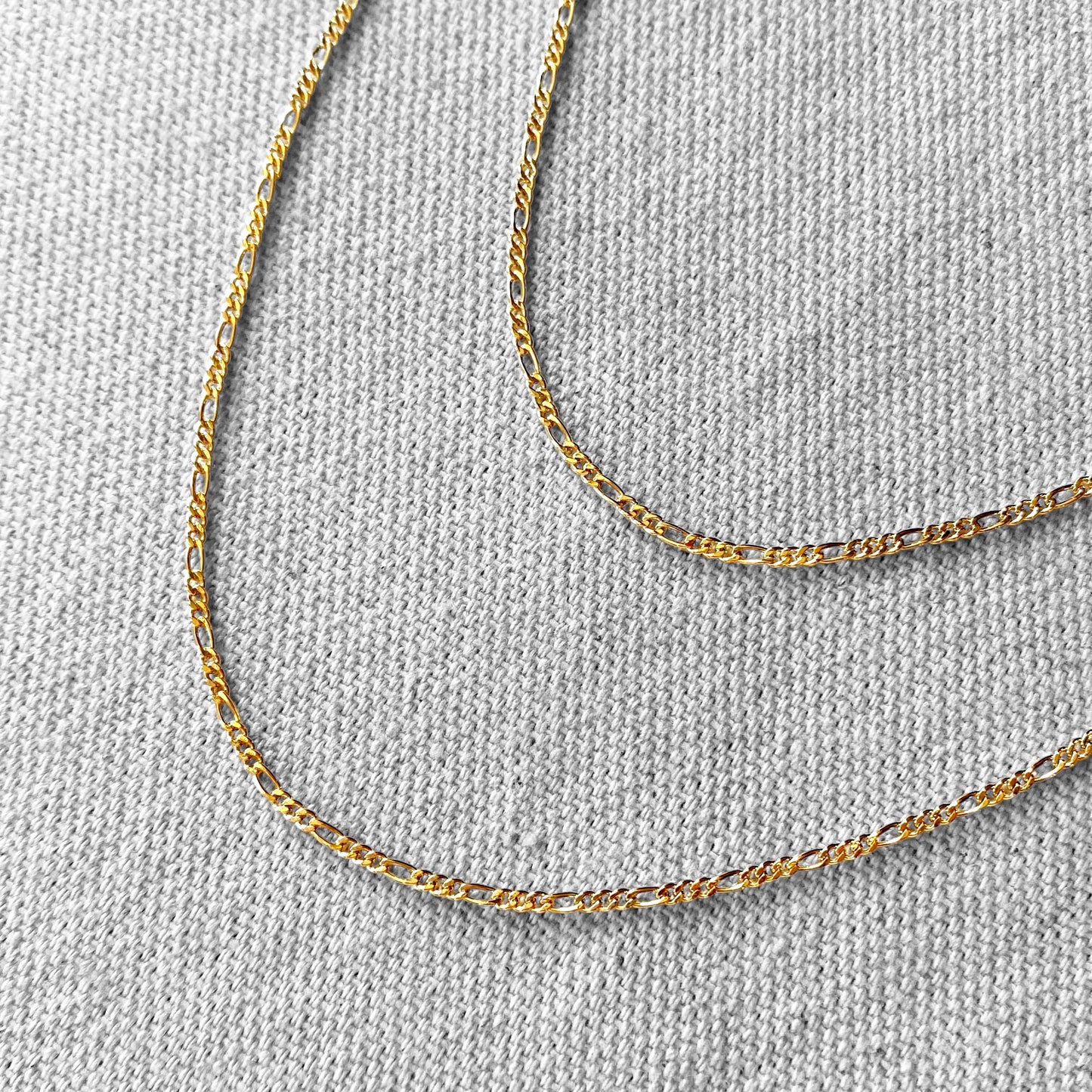 1.5mm Thin Figaro Chain 18k Gold Filled Necklace