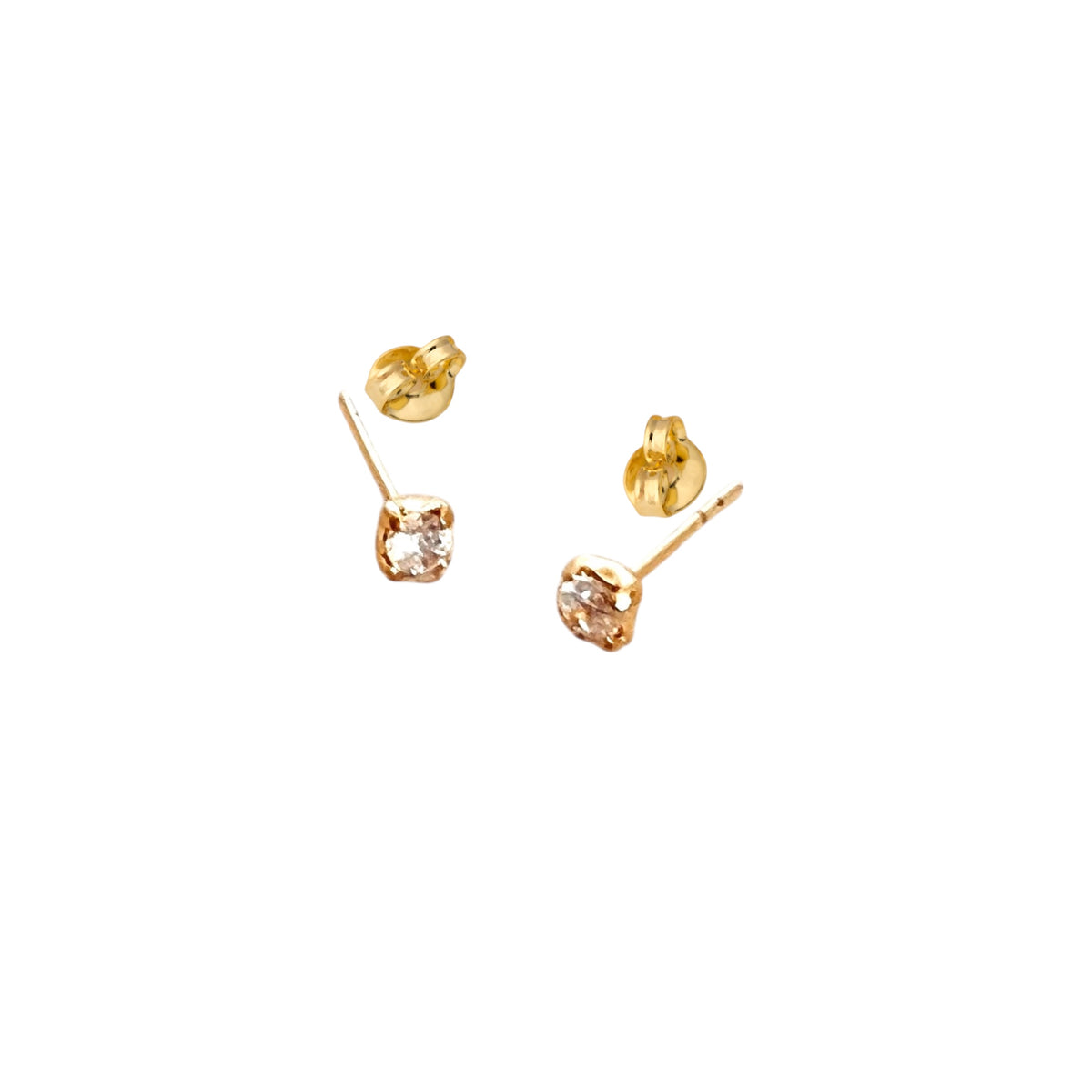 Solitaire CZ 2mm Stud Earrings in 18K gold-filled