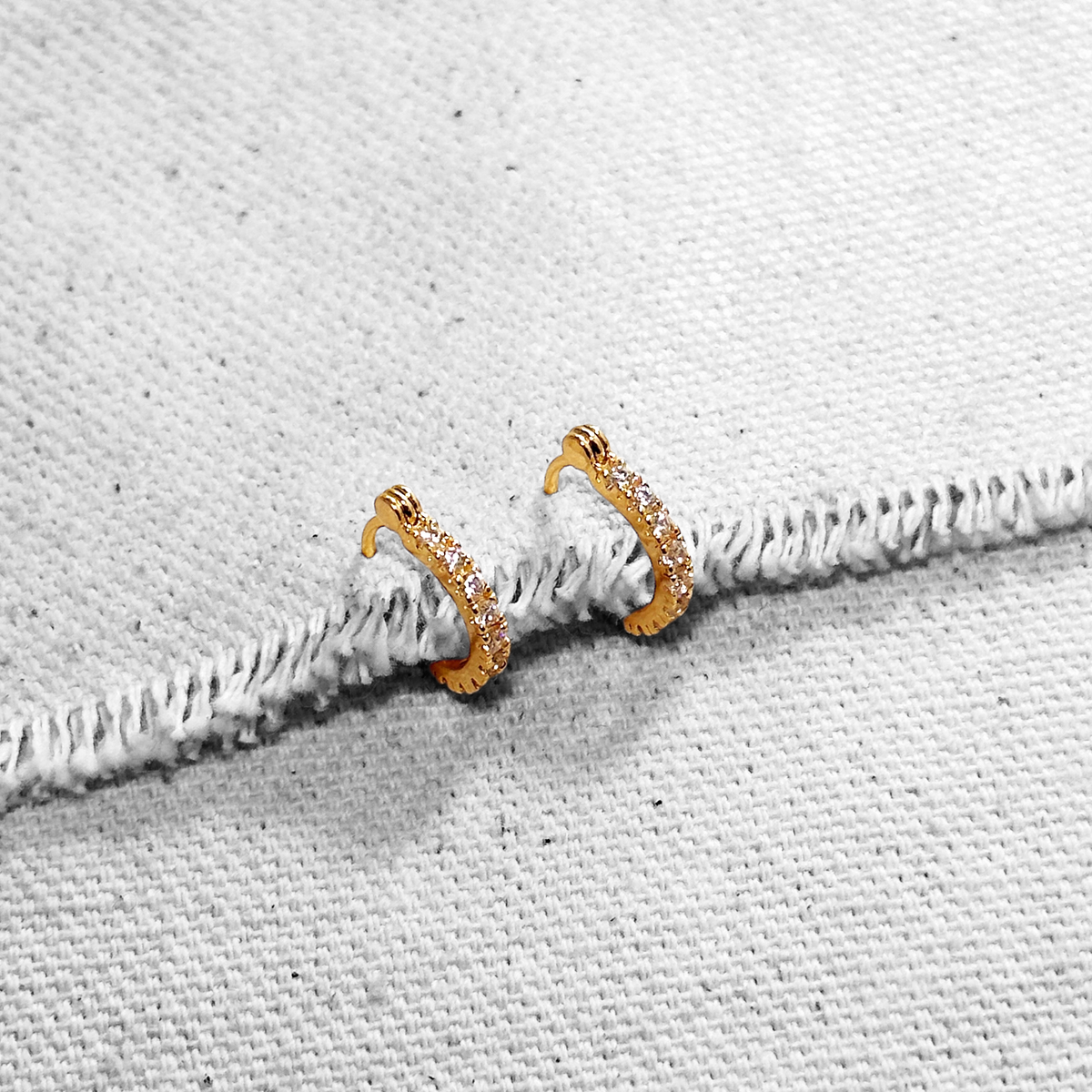 Petite CZ Hoop 12mm Earrings in 18K gold-filled, view 4