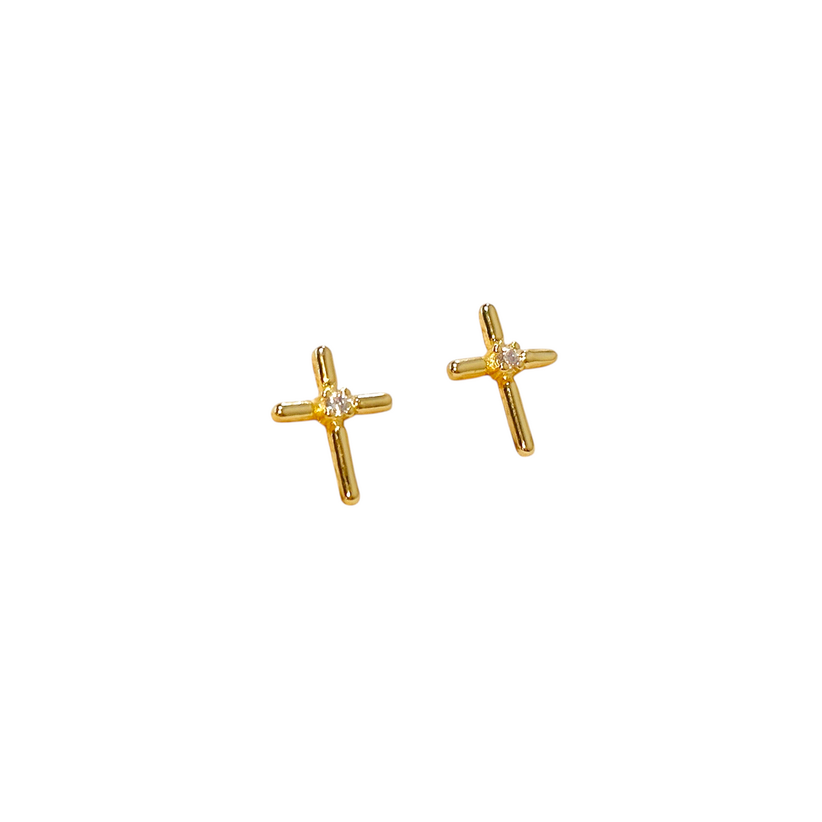 Cross 11mm Stud Earrings in 18K gold-filled