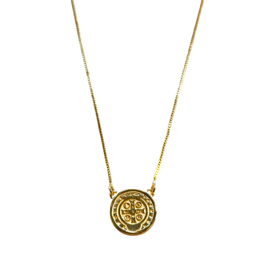 Saint Benedict Double Sided Medal 18K Gold Filled Necklace