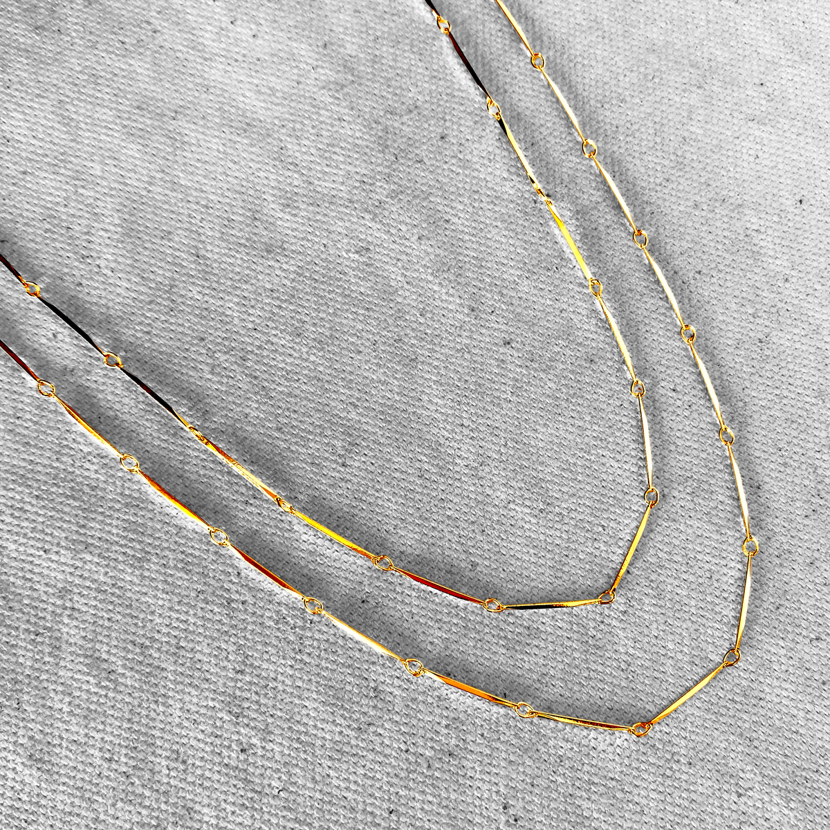 Diamond Cut Straw Chain 1mm Necklace in 18K gold-filled, view 6