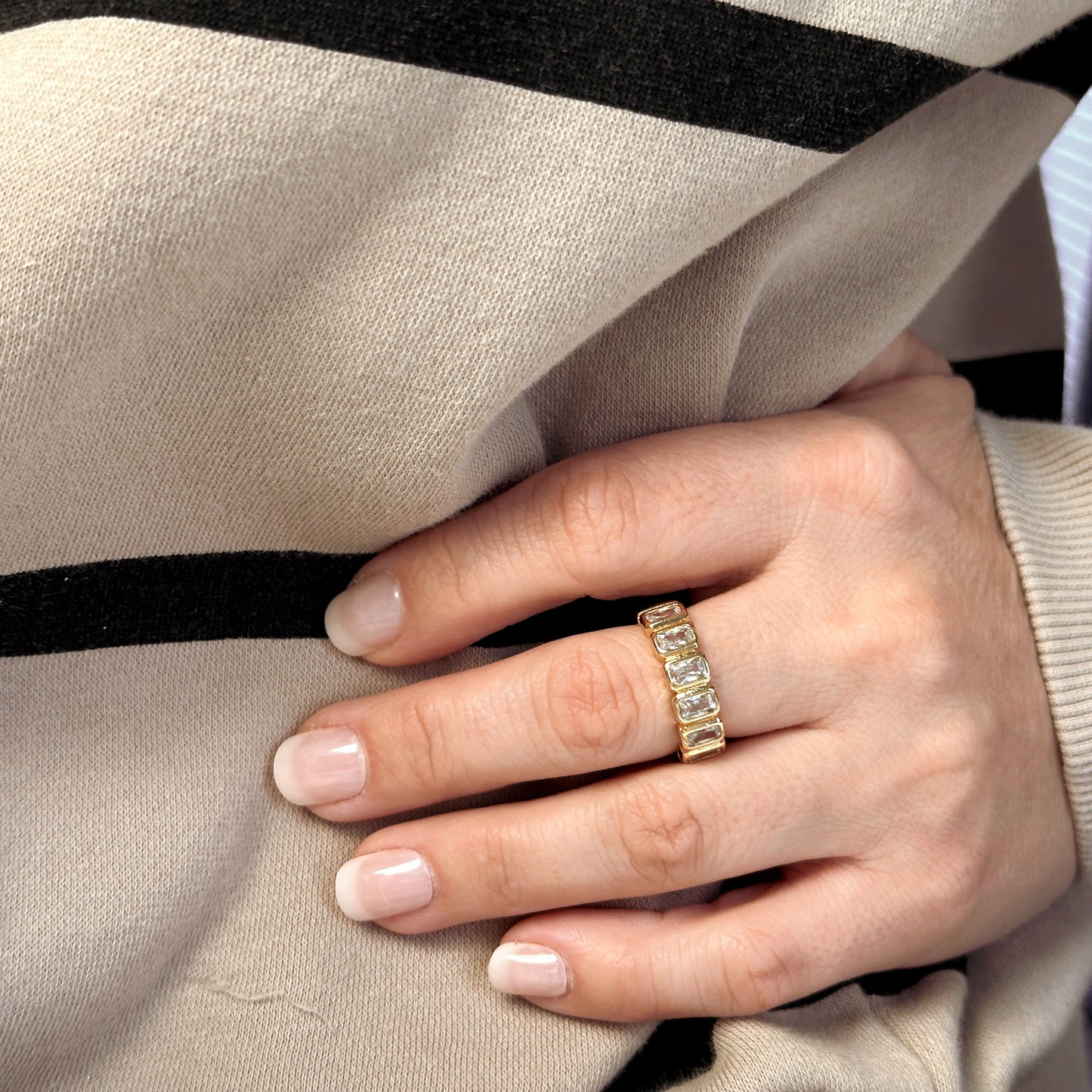 Baguette CZ Band 18k Gold Filled Ring