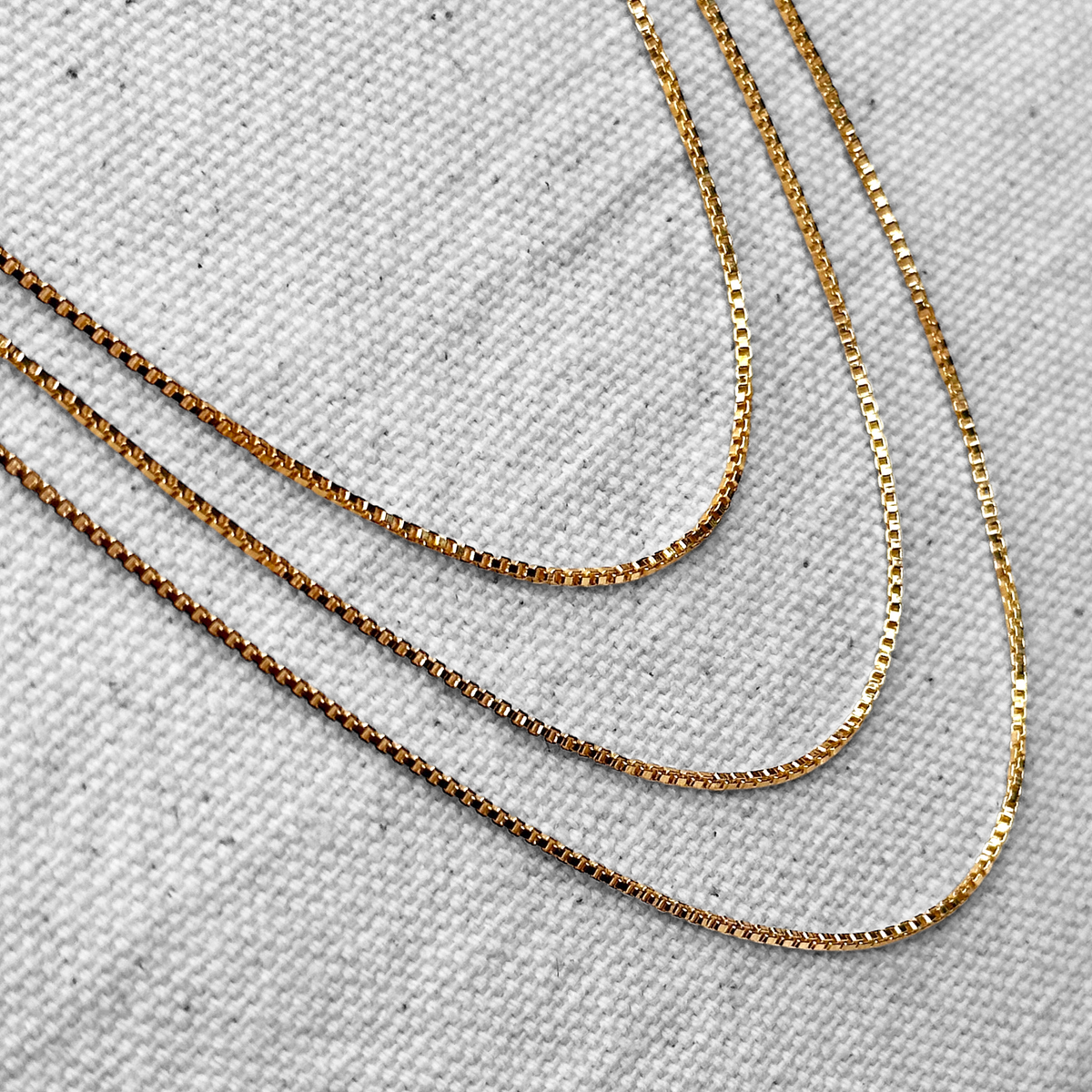 Box Chain 1mm Necklace in 18K gold-filled, view 4