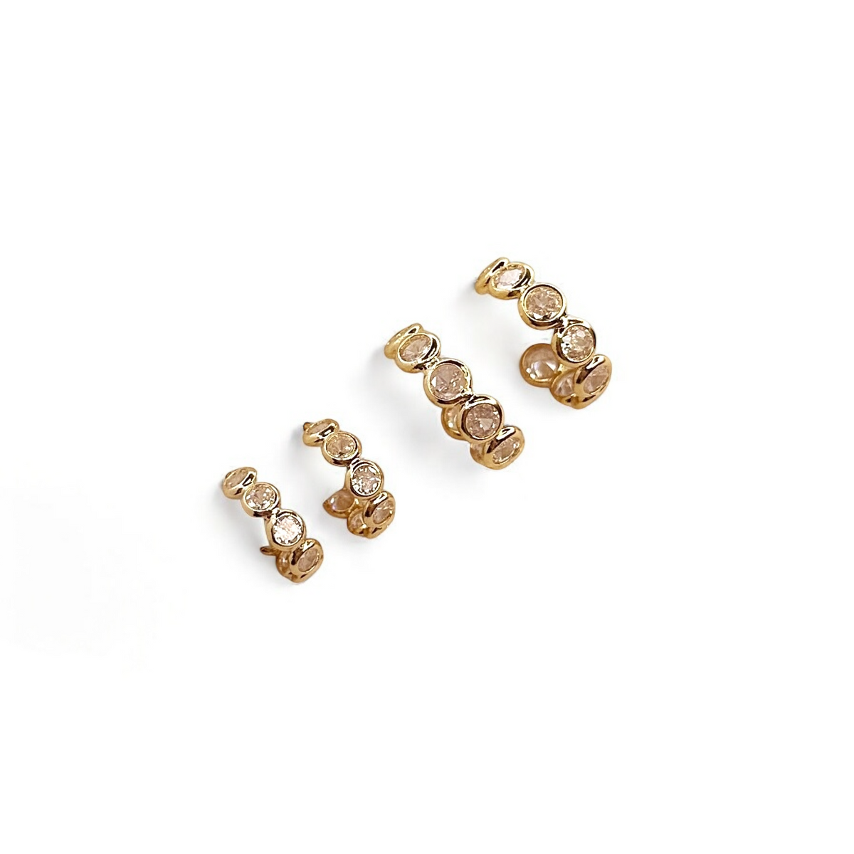 Bezel CZ Open Hoop Earrings in 18K gold-filled