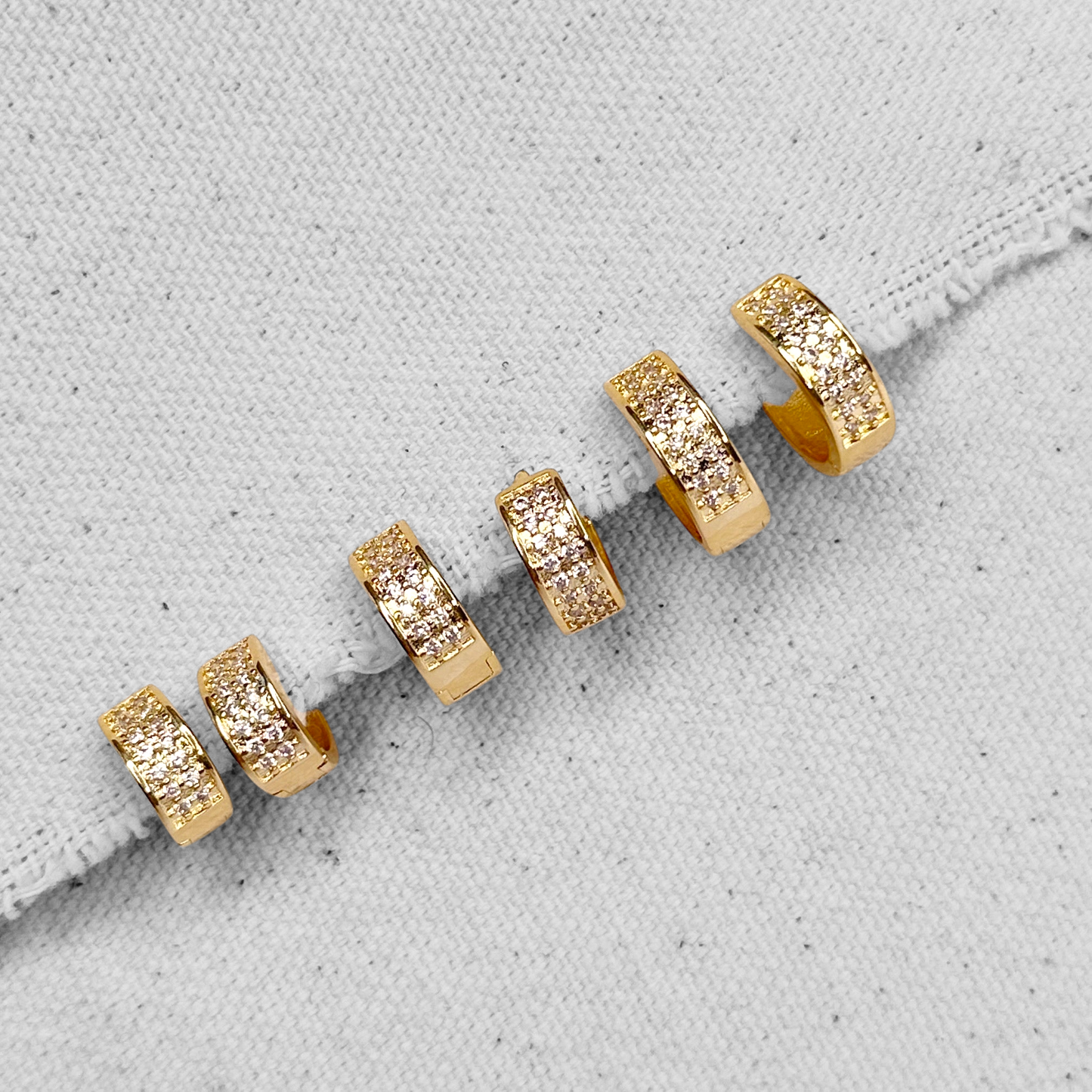 CZ Wide Pavé Huggie Hoop 18K Gold Filled Earrings
