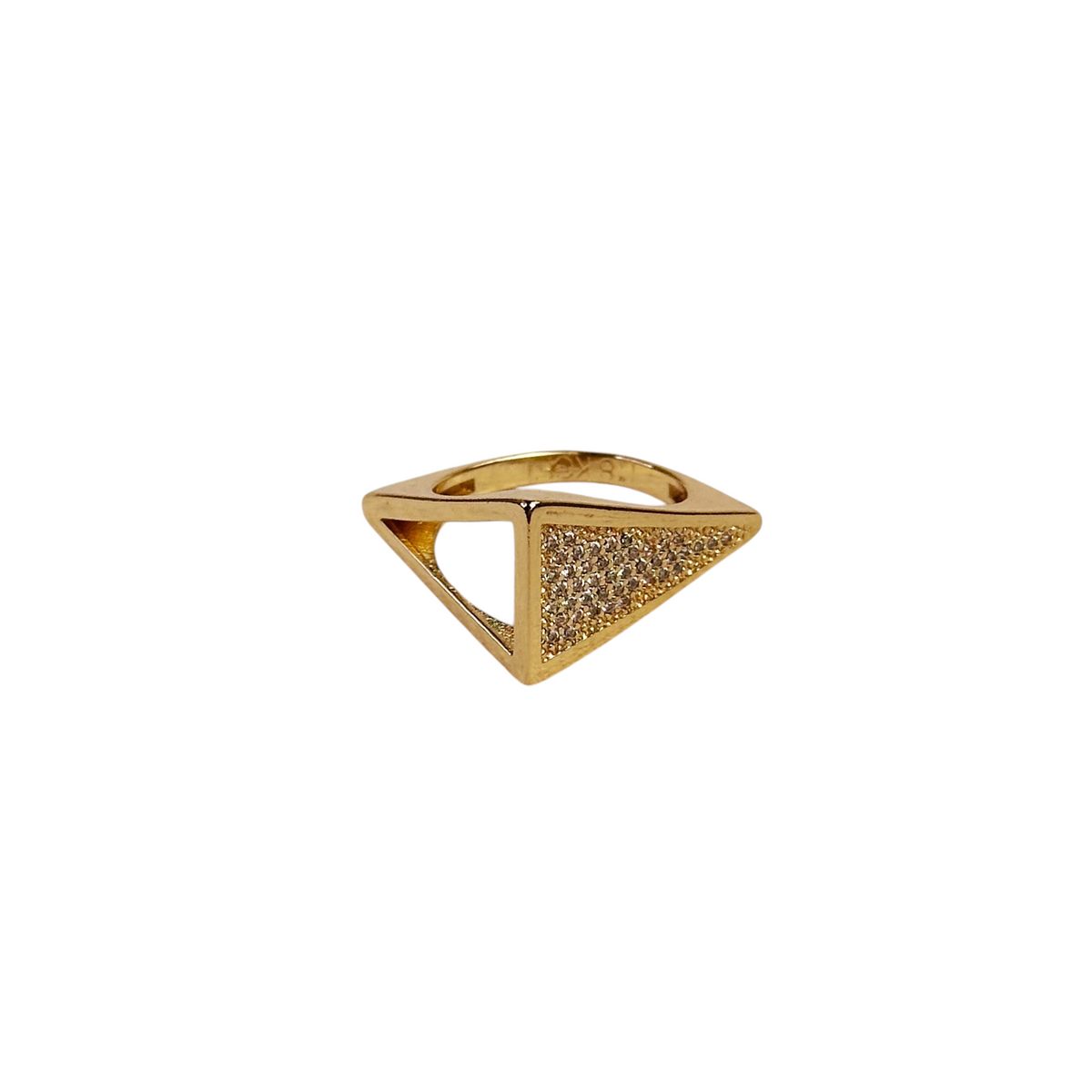 Triangle Pavé CZ Statement Ring in 18K gold-filled, view 2