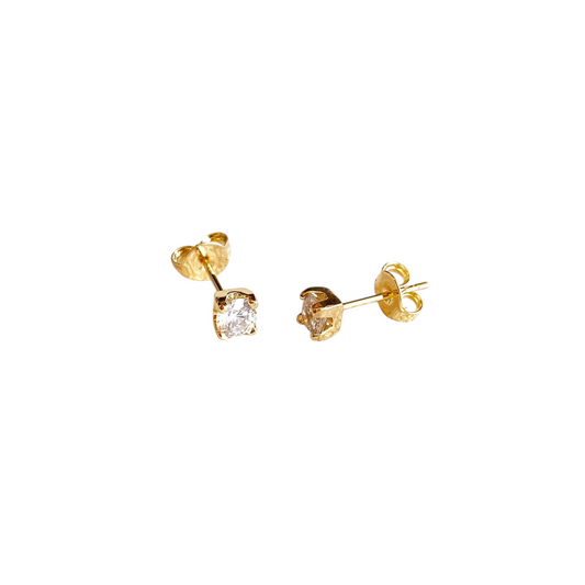 4mm CZ Stud 18k Gold Filled Earrings