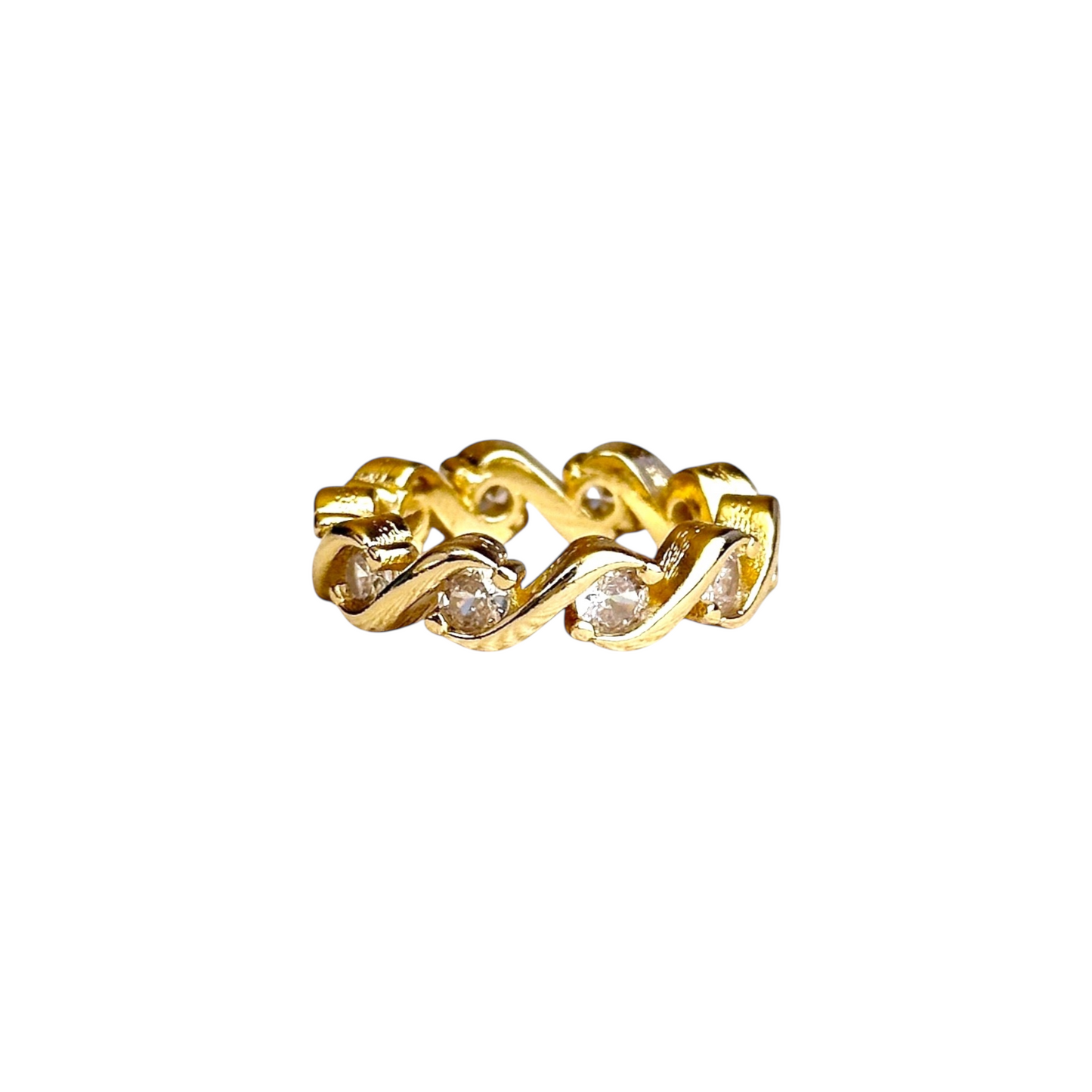 Curved CZ Eternity Band 18k Gold Filled Ring