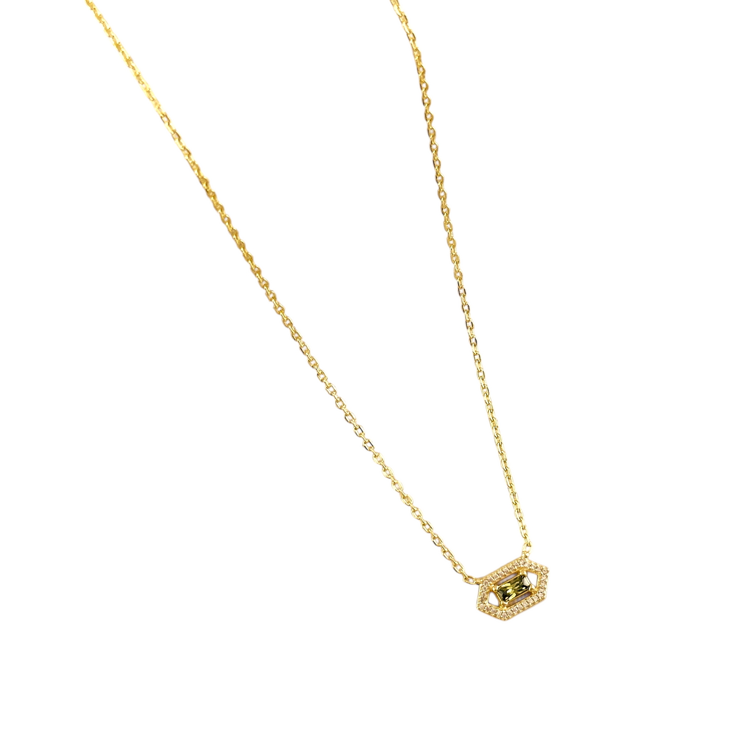 Baguette Birthstone Pendant 18k Gold Filled Necklace