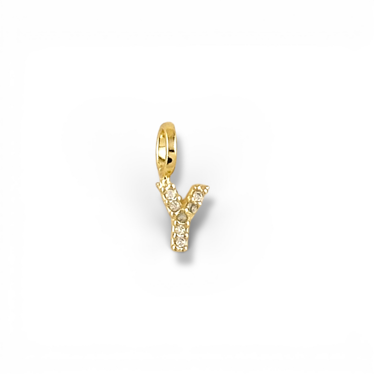 Letter Y pavé CZ initial charm, 12mm, 18K gold-filled