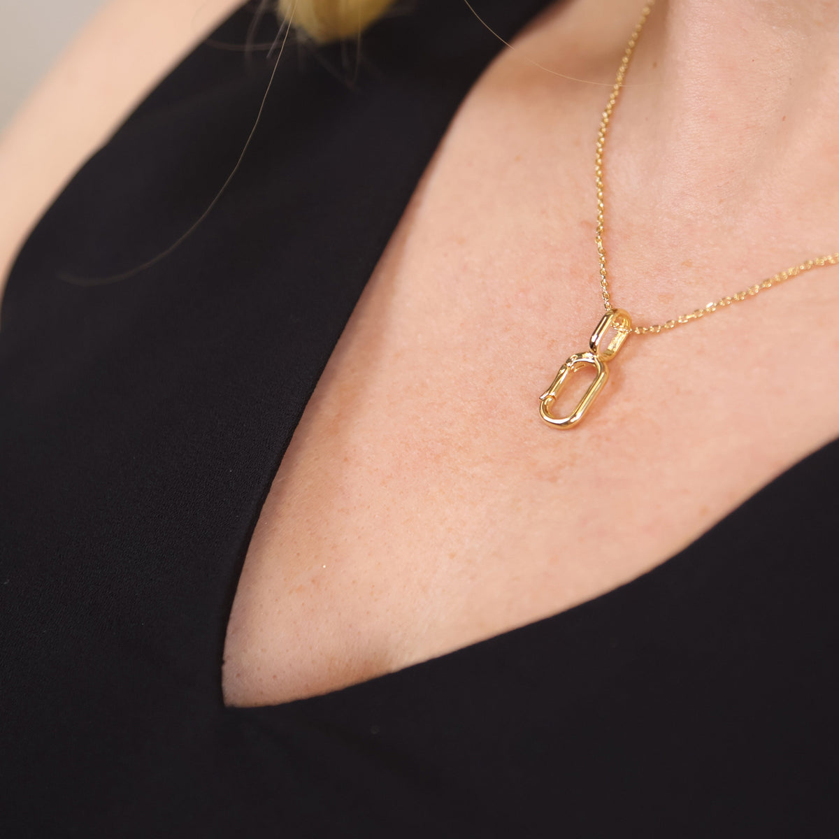 Carabiner Charm Holder Pendant in 18K gold-filled, view 7