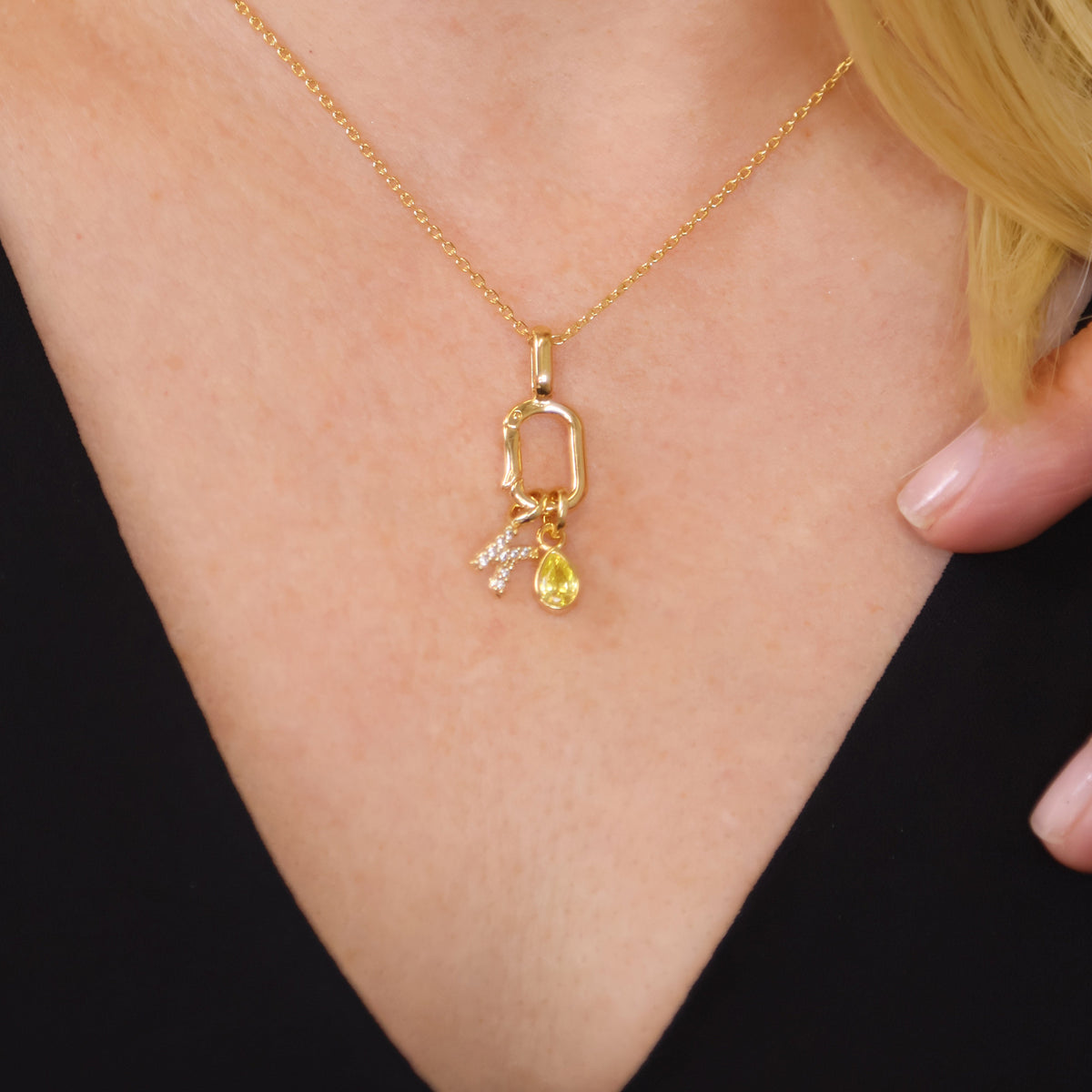 Carabiner Charm Holder Pendant in 18K gold-filled, view 4
