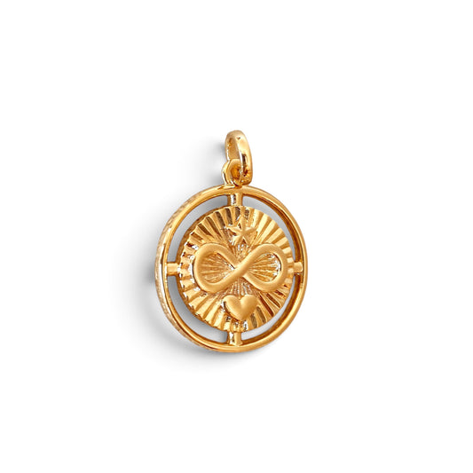 Infinity Star Heart Medallion 23mm 18K Gold Filled Pendant