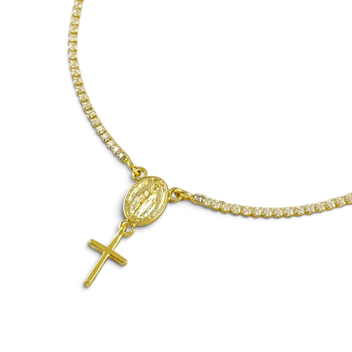 Miraculous Mary Tennis CZ Bracelet Closeup