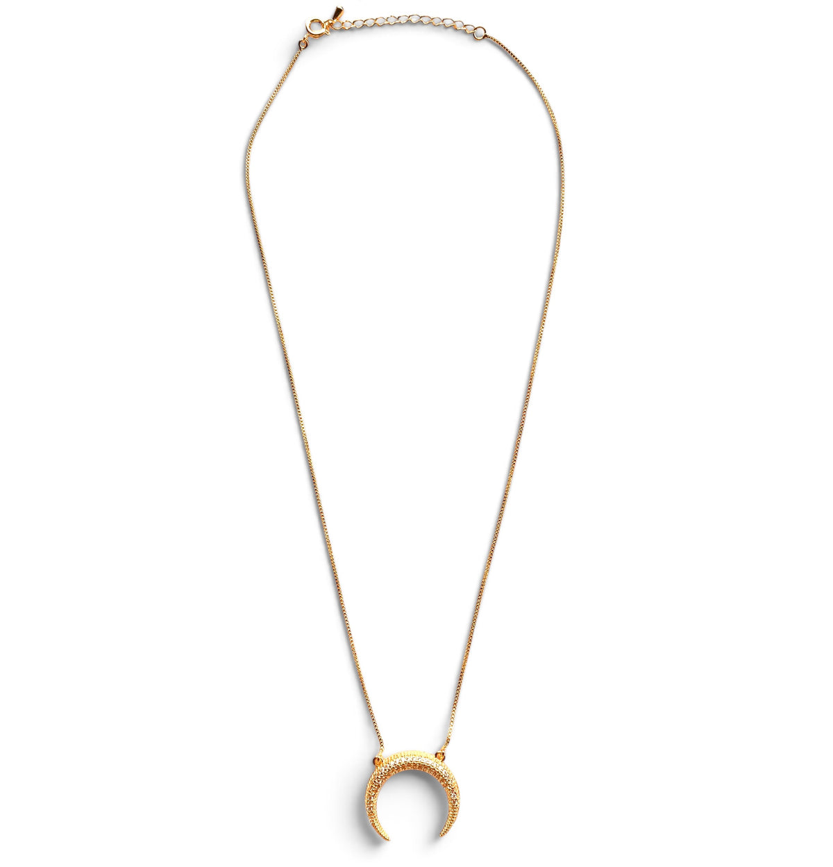 Moon Pavé CZ Necklace in 18K gold-filled, view 3