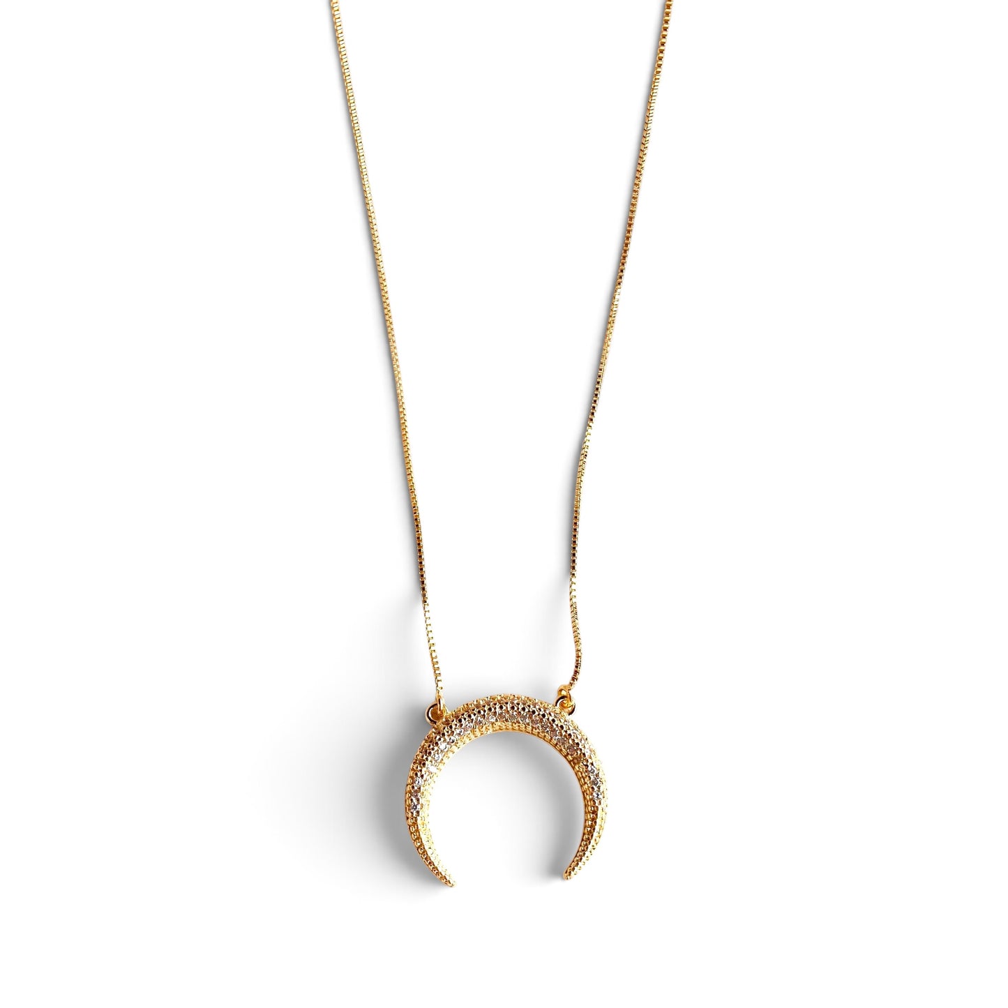Moon Pavé CZ 18K Gold Filled Necklace