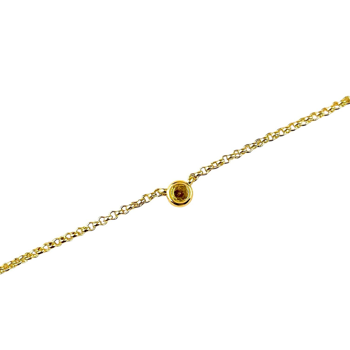 Birthstone Round Bezel CZ Bracelet in 18K gold-filled, November Citrine