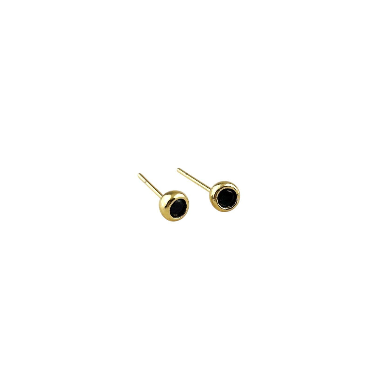 Pair of birthstone round bezel 4mm stud earrings in 18K gold-filled