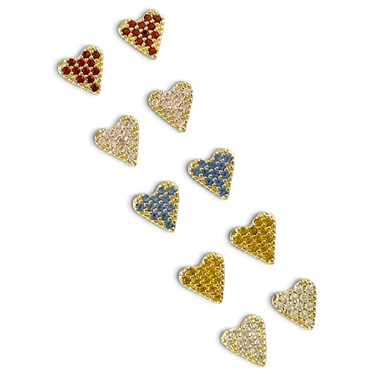 Pavé CZ Heart 6mm 18K Gold Filled Stud Earrings