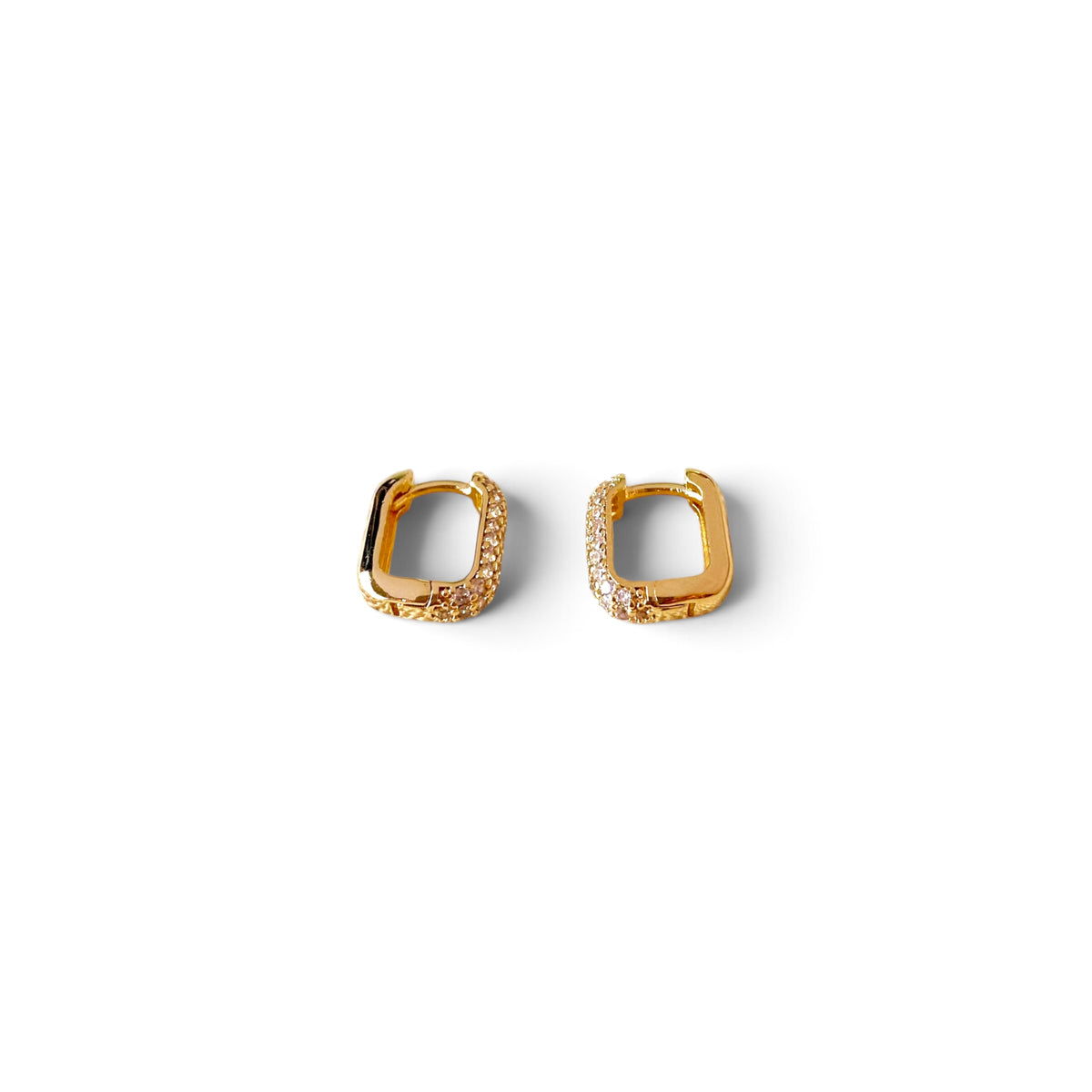 Petite Rectangle CZ Hoop Earrings