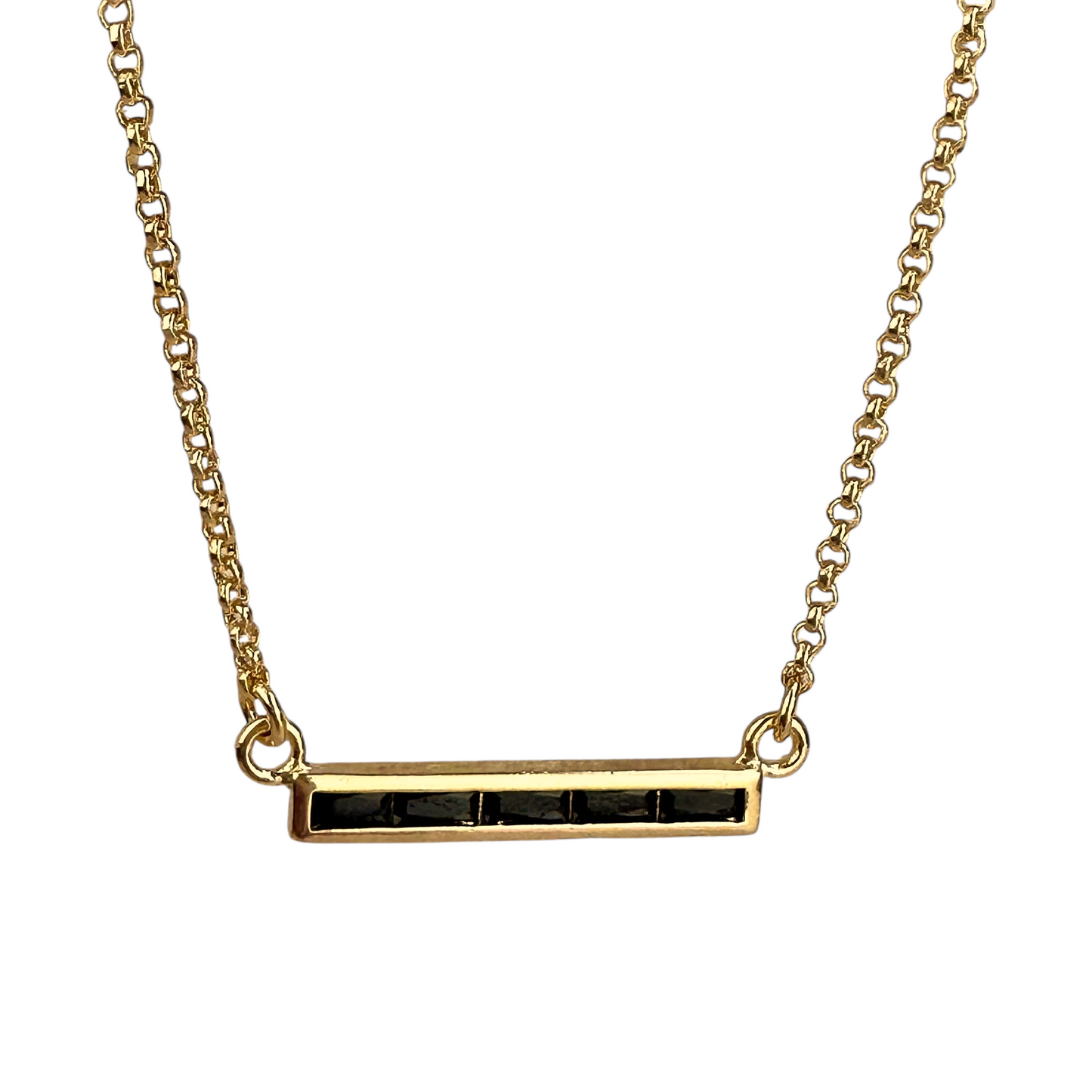 25mm CZ Bar 18k Gold Filled Necklace