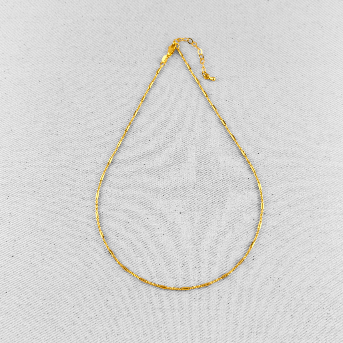 Tube Bar Cable Chain Necklace in 18K gold-filled, view 6