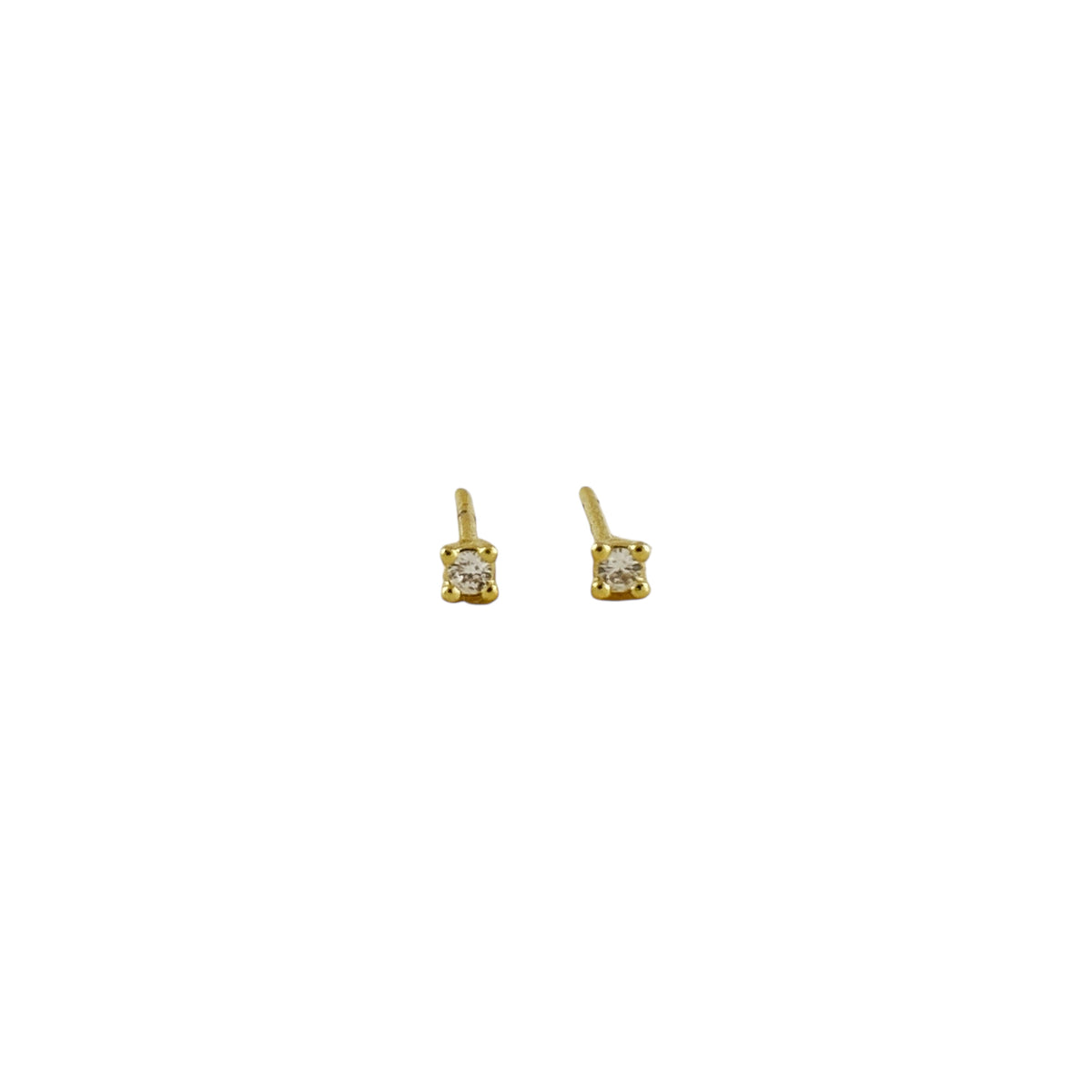 Solitaire CZ 2mm Stud Earrings in 18K gold-filled, view 2