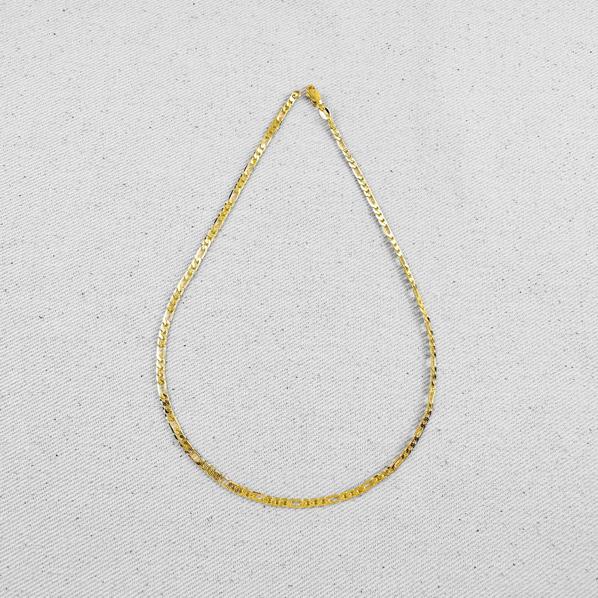 Textured Figaro Link Chain Necklace in 18K gold-filled, view 6