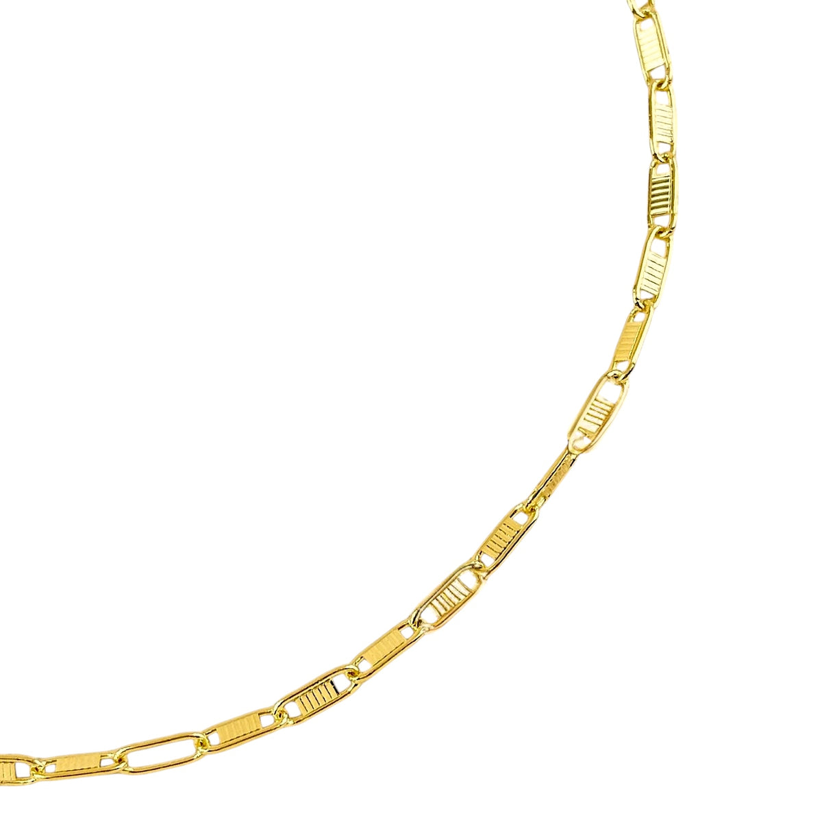 Textured Plate Link Chain Necklace in 18K gold-filled, view 3