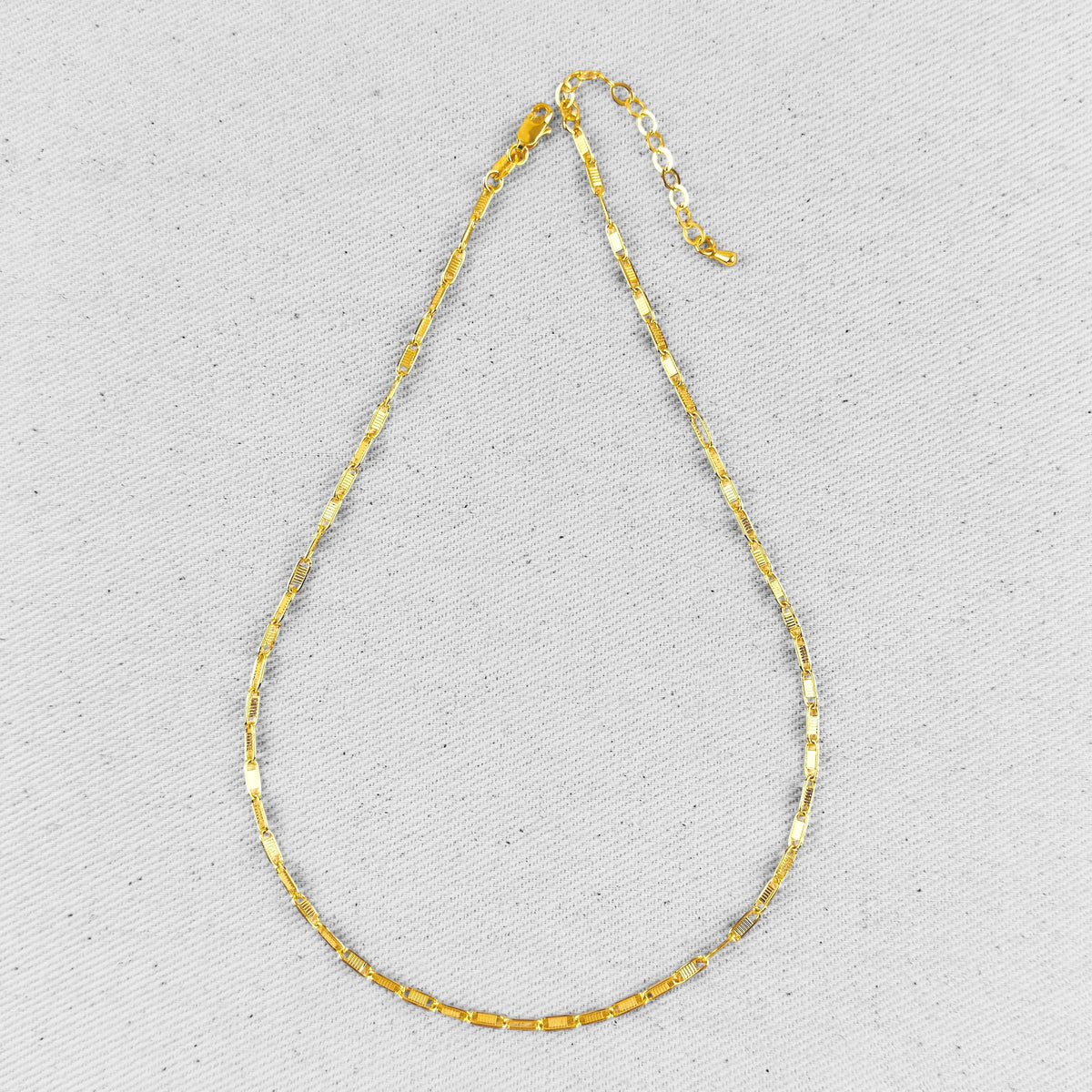 Textured Plate Link Chain Necklace in 18K gold-filled, view 6
