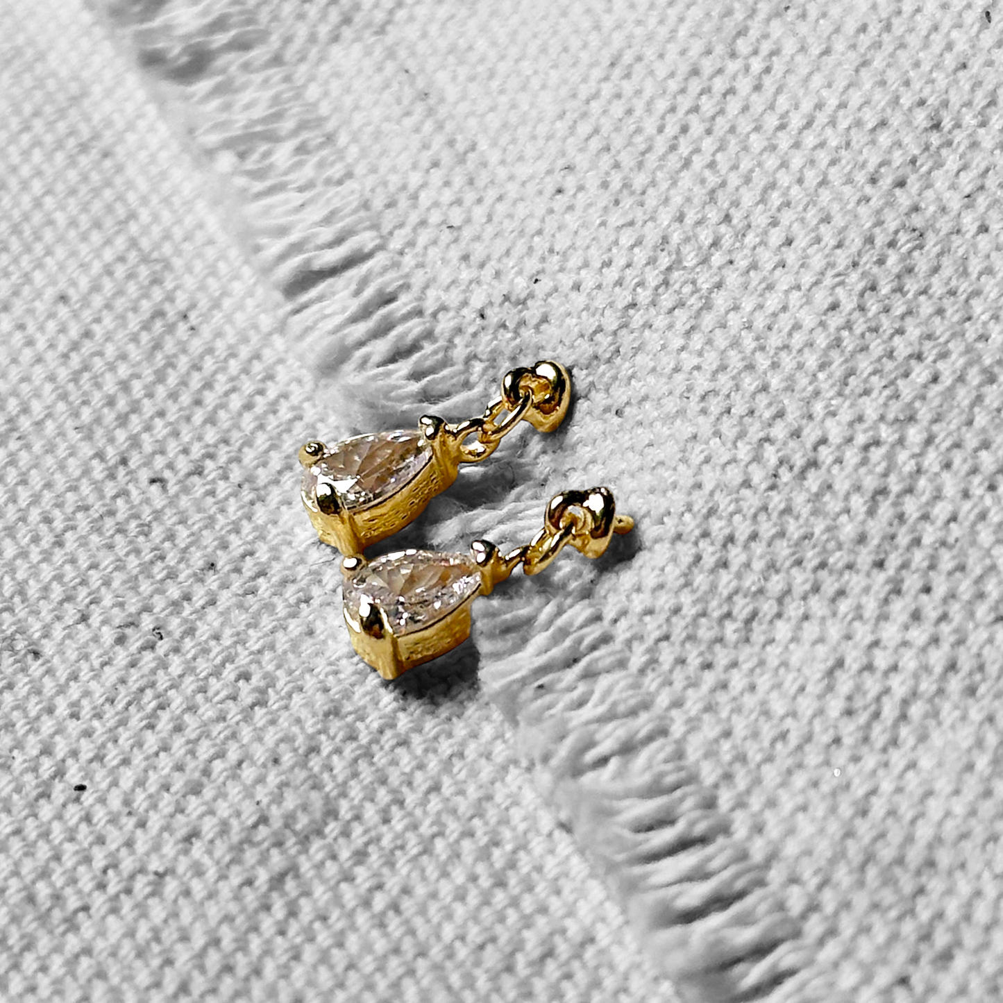 10mm CZ Teardrop Stud 18k Gold Filled Earrings