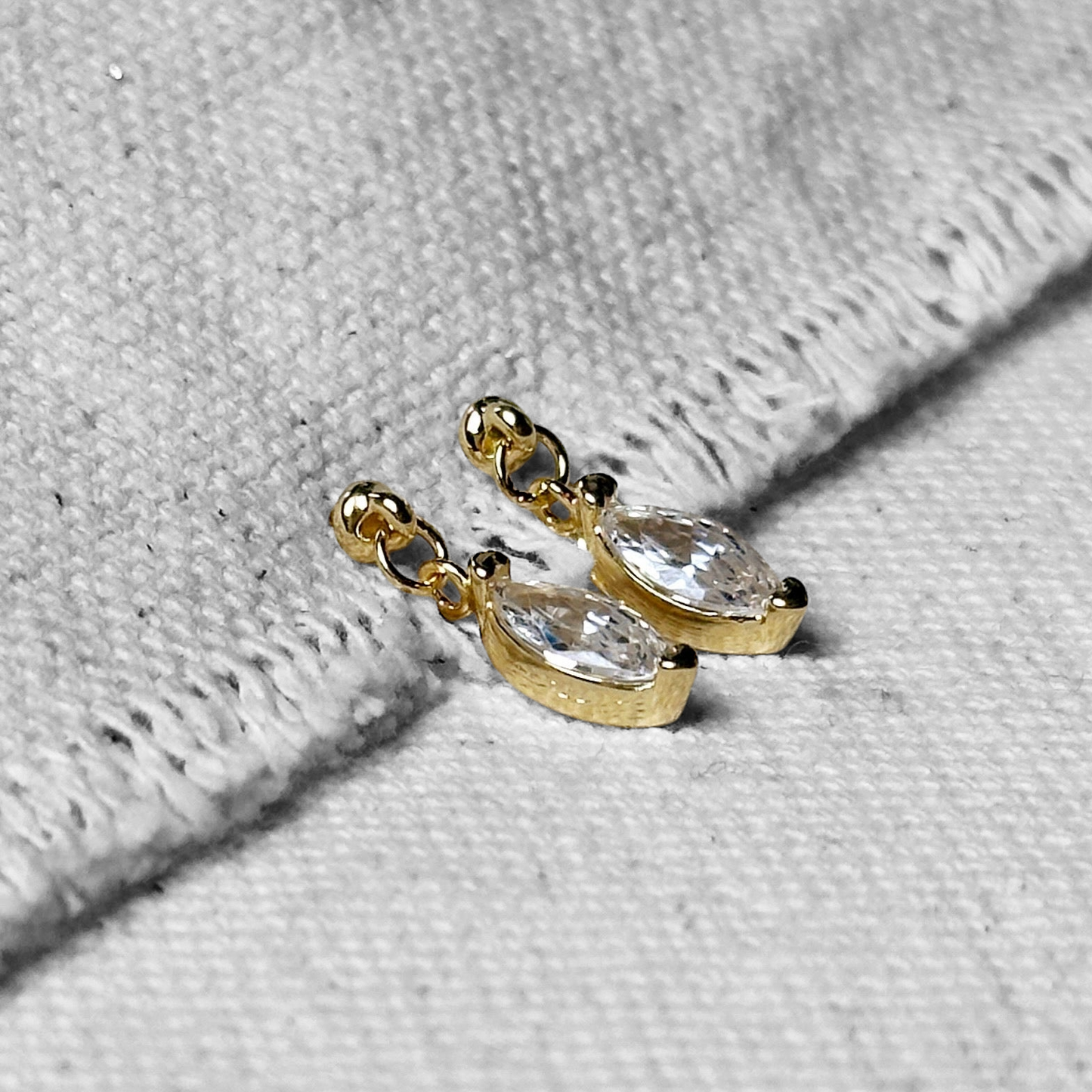 11mm CZ Marquise Stud 18k Gold Filled Earrings