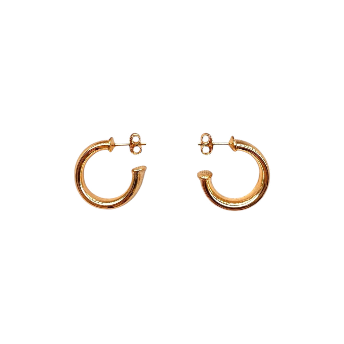 Polished Slight Twist Tube Open Hoop Earrings in 18K gold-filled, view 3
