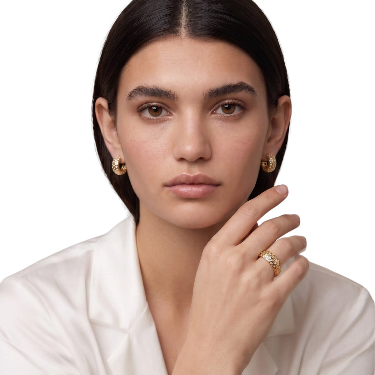 Posing Inset CZ Dome Ring