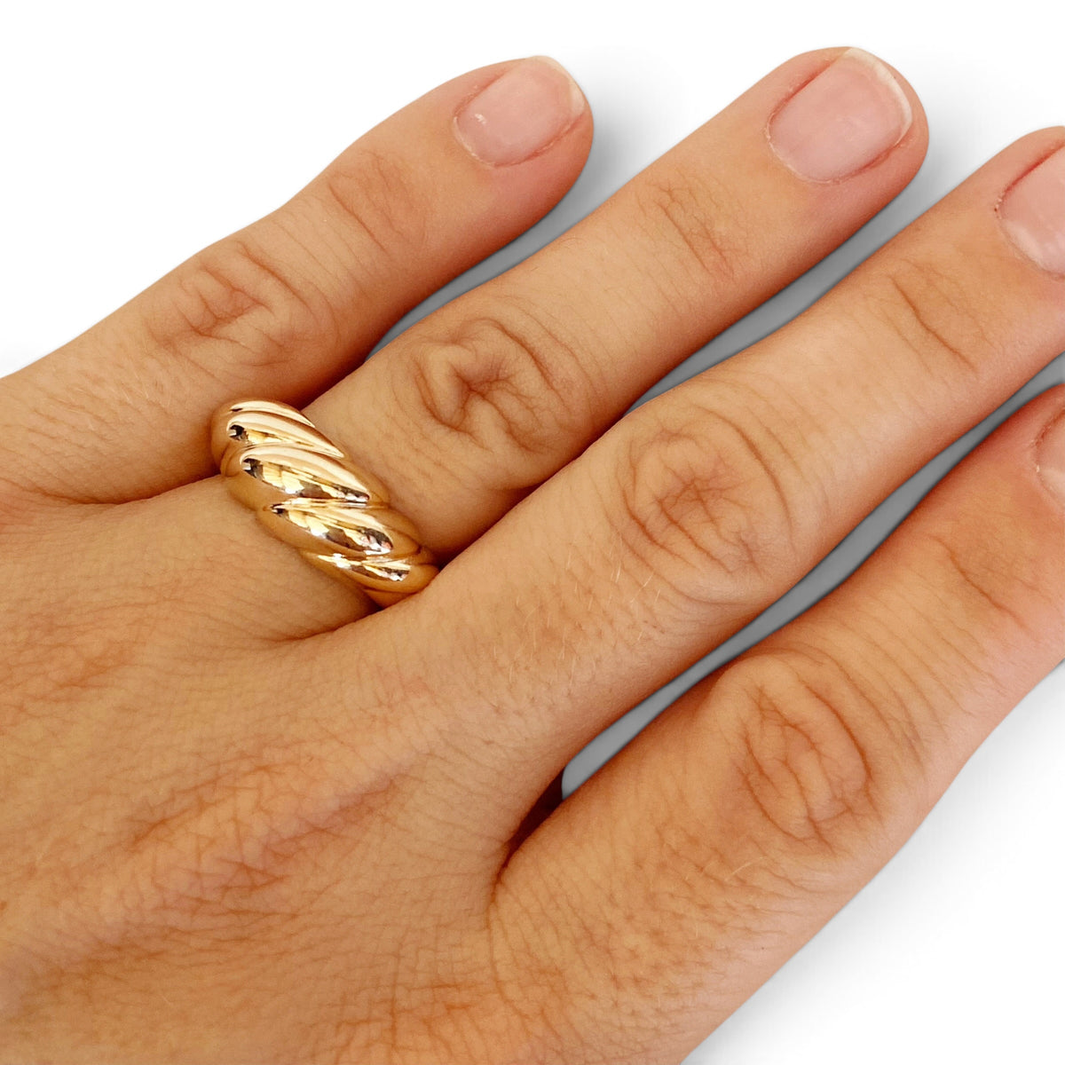Posing Sculpted Croissant Ring