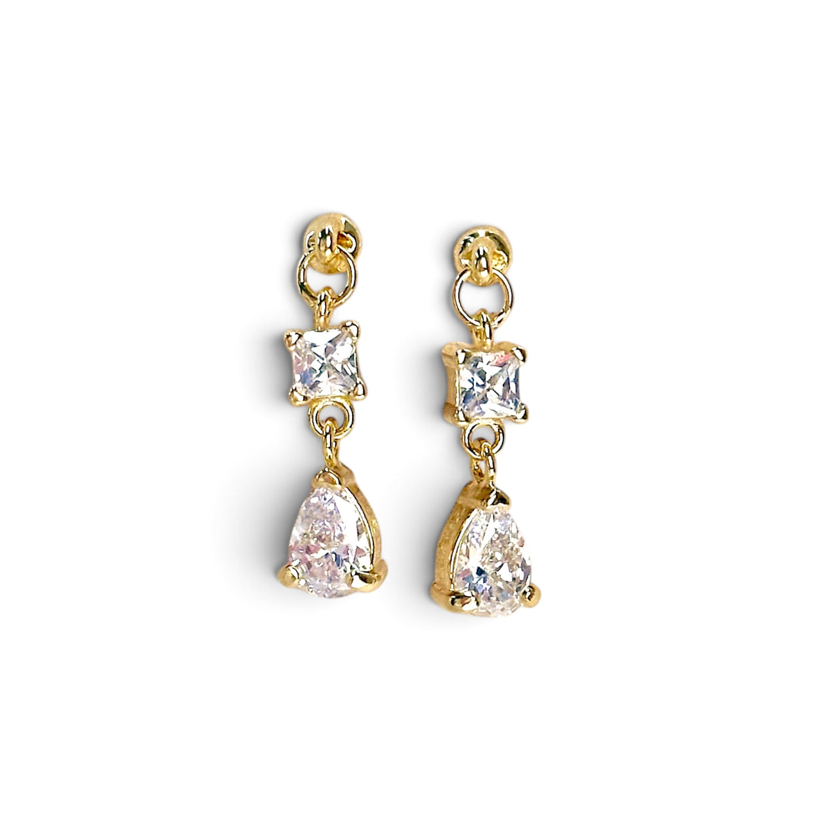 Princess Cut Drop CZ Drop Earrings