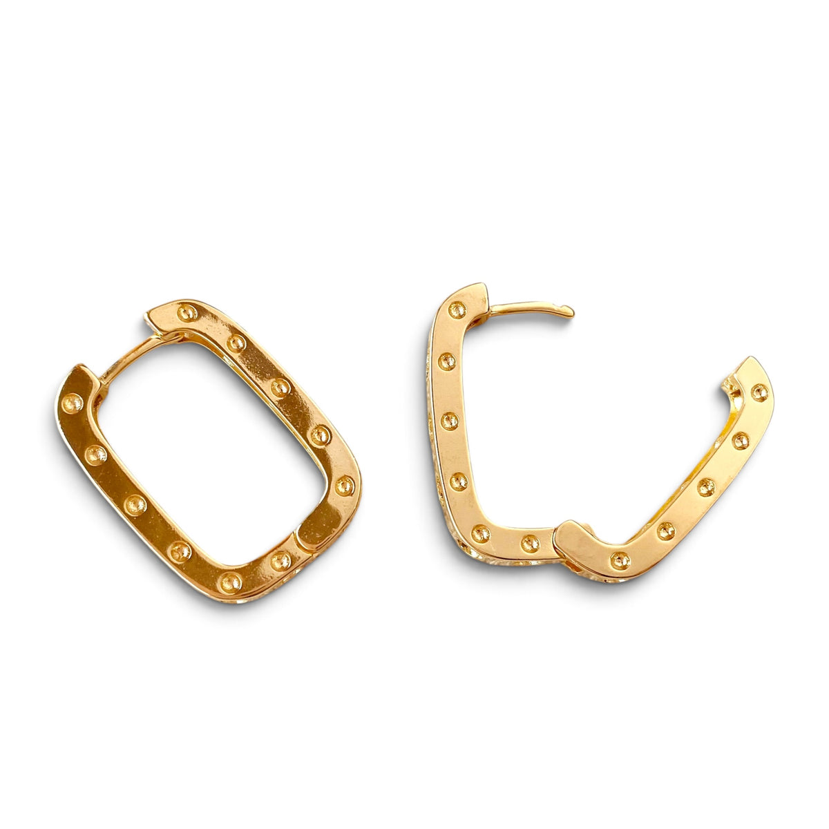 Rectangular CZ Huggie 18K Gold Filled Hoop Earrings Open