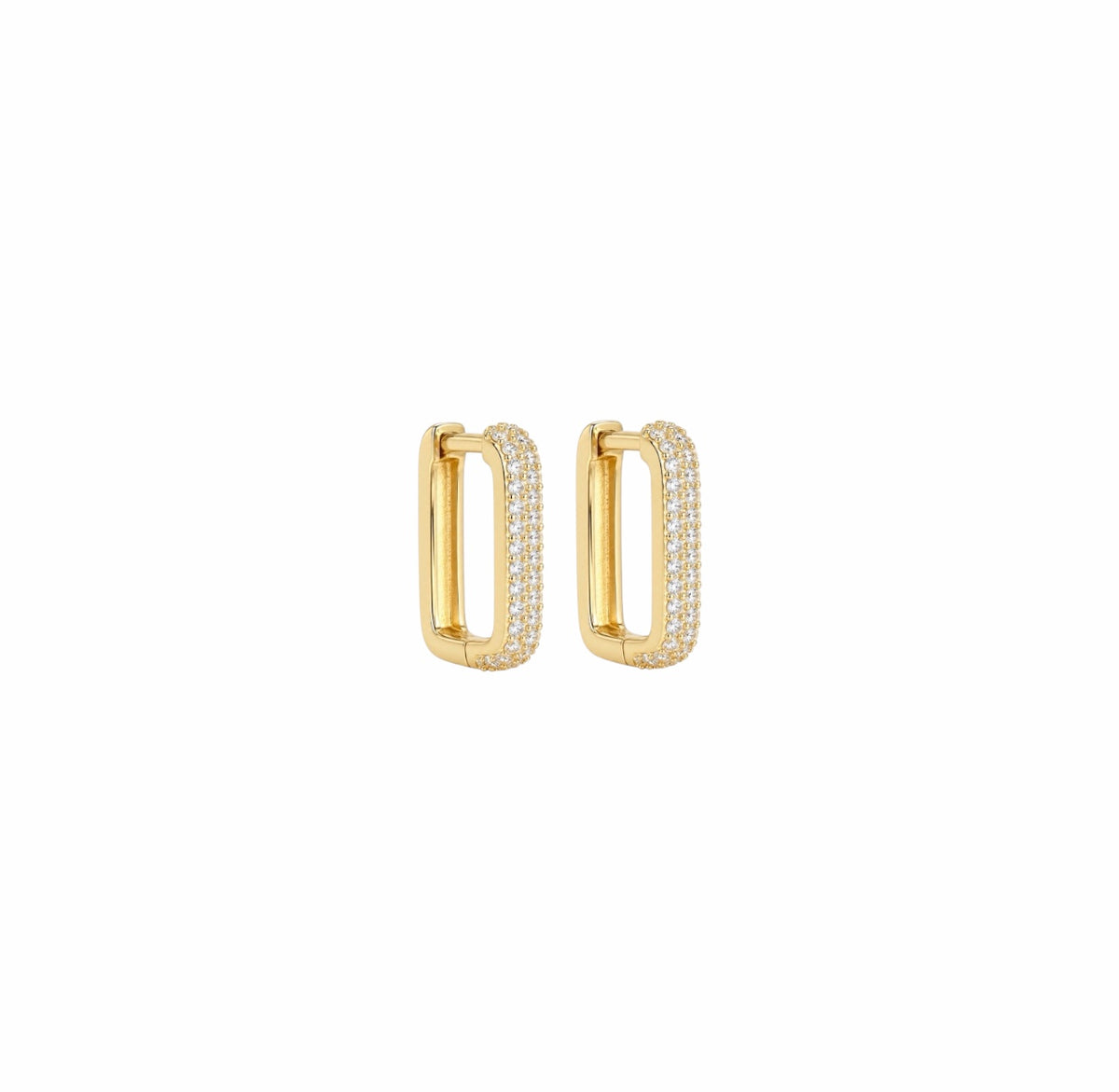 Rectangular Pavé CZ Huggie Hoop Earrings