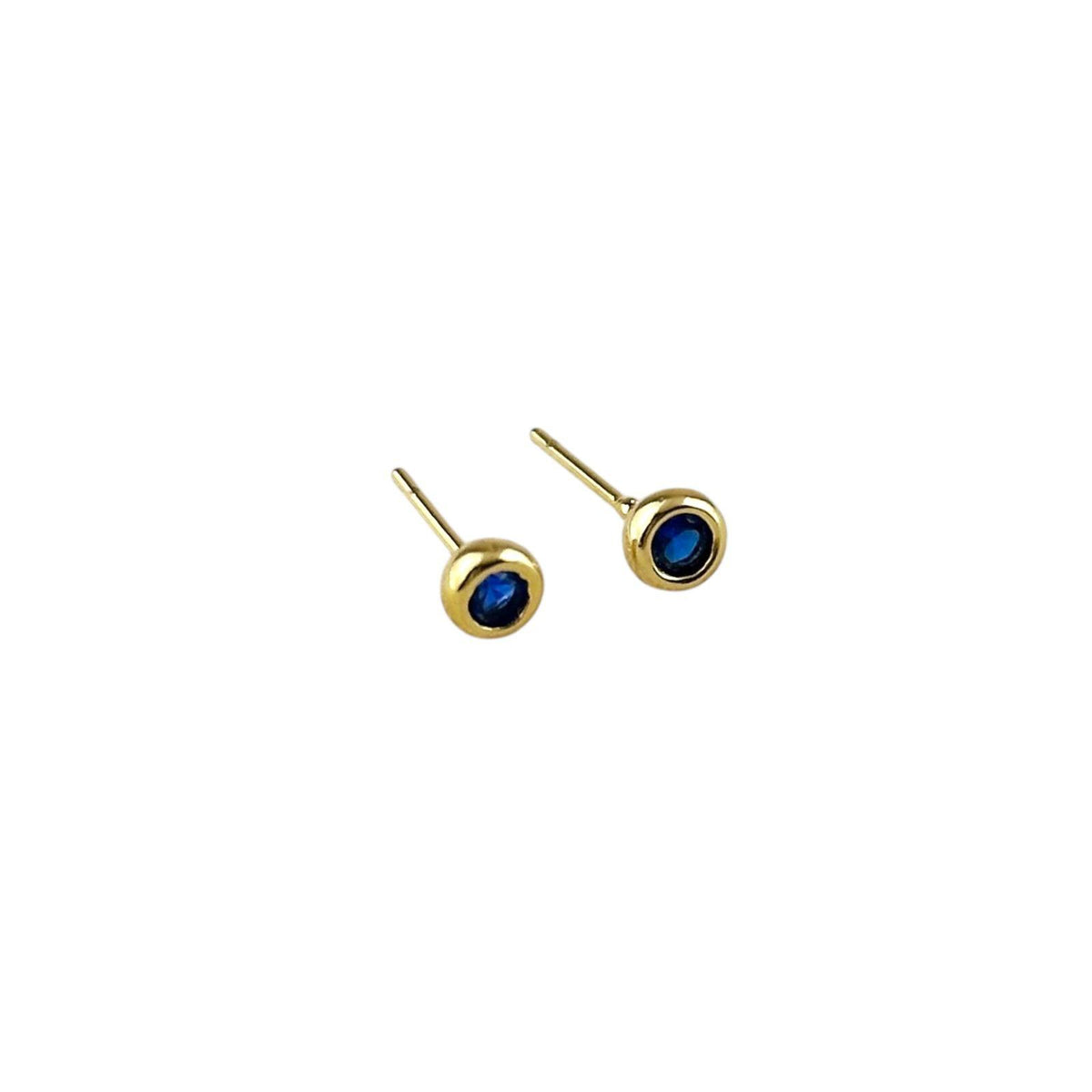 Pair of birthstone round bezel 4mm stud earrings in 18K gold-filled
