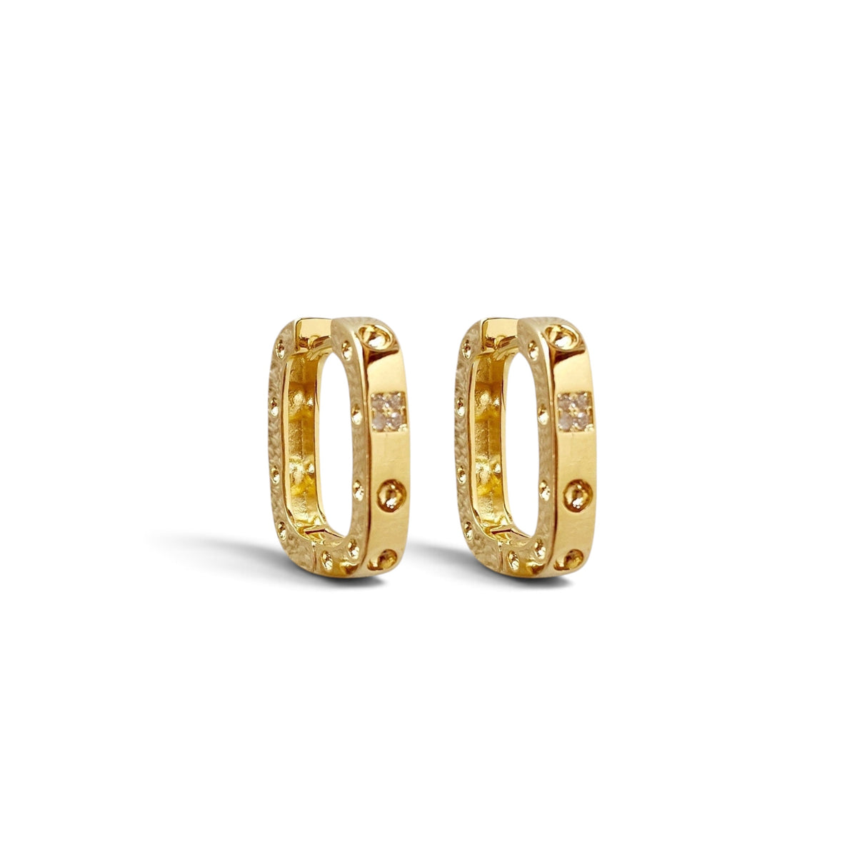 Shape CZ Huggie Hoop Earrings