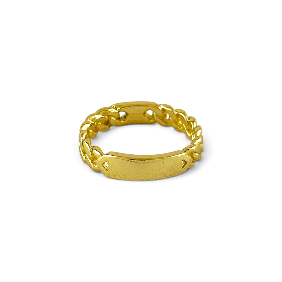 Skillus 18K Gold Filled Curb Chain Plate Ring