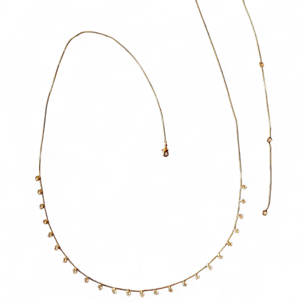 Skillus 18K gold filled CZ Box Chain Belly Chain