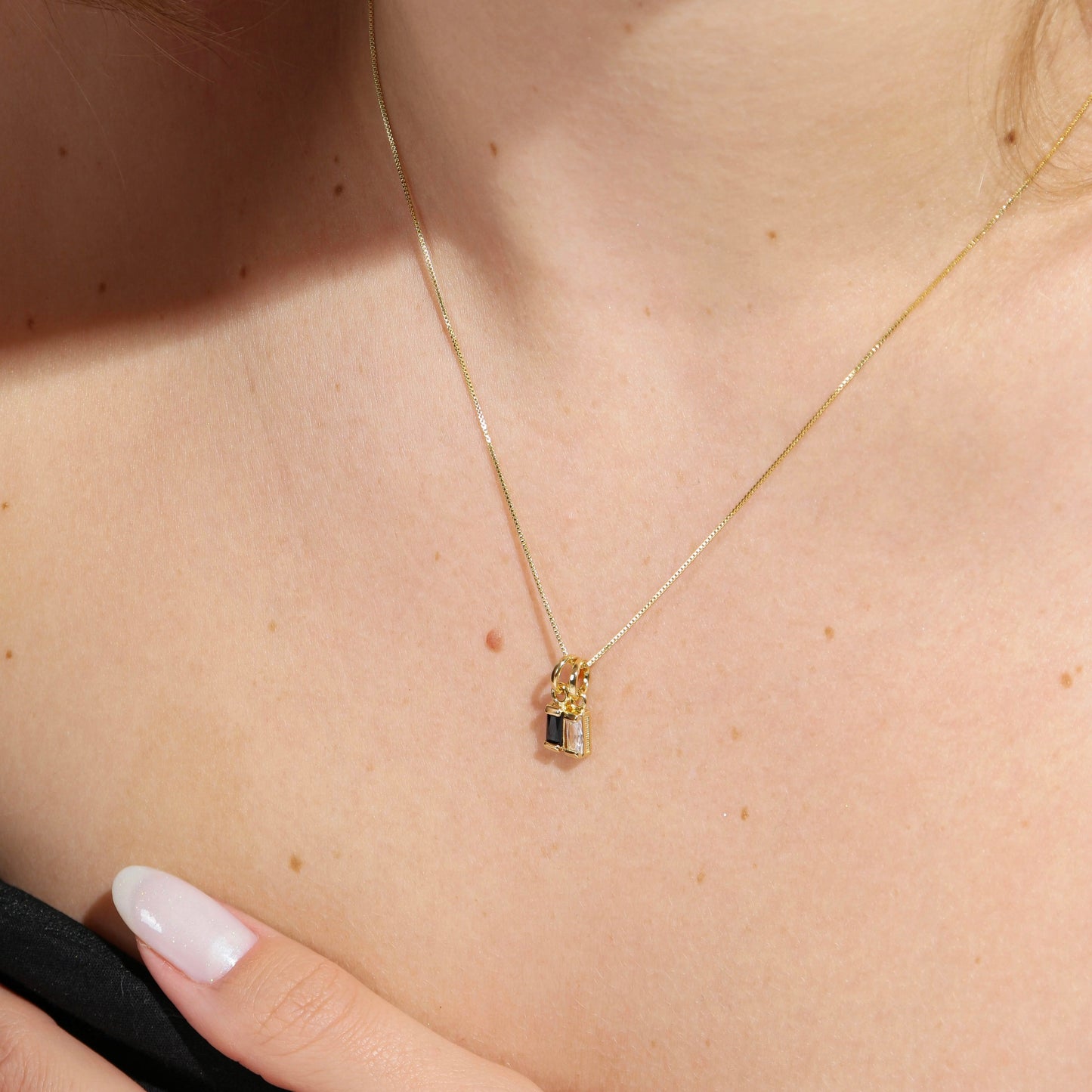 Skillus Baguette Black CZ Pendant on bust