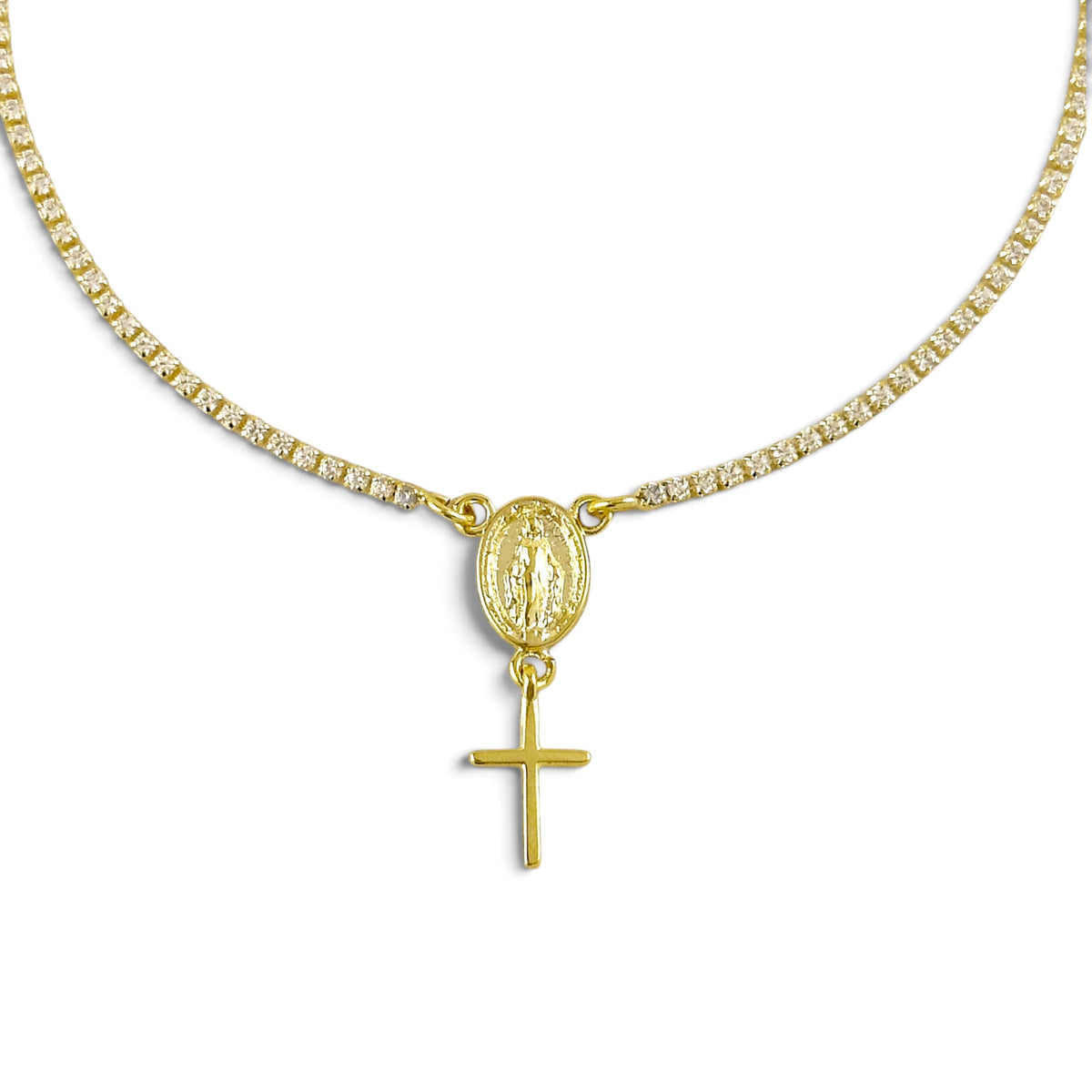 Skillus Miraculous Mary Tennis CZ Bracelet Closeup